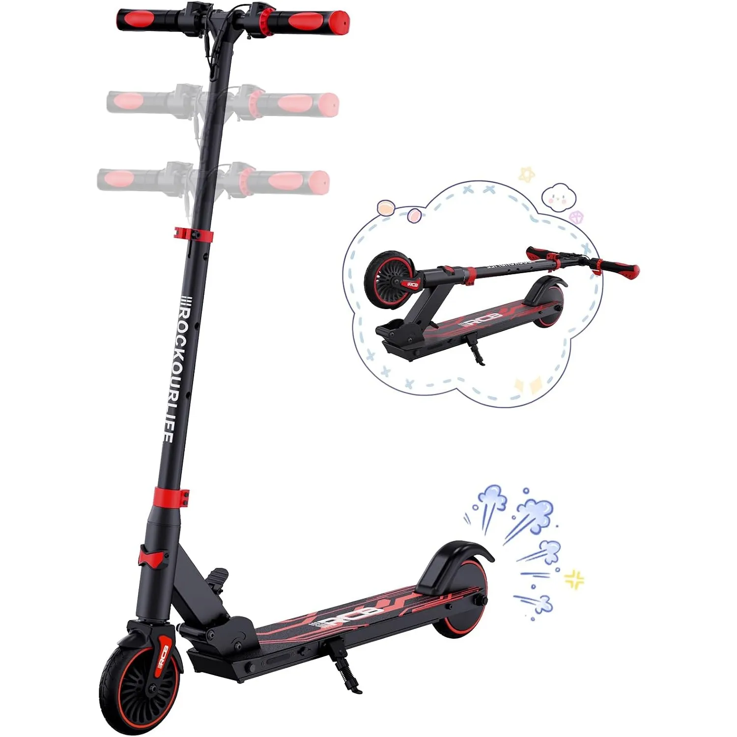 RCB R15 E-Scooter Kinder (8-12-16 Jahre) - bis zu 20 Km/h, Reichweite 16KM