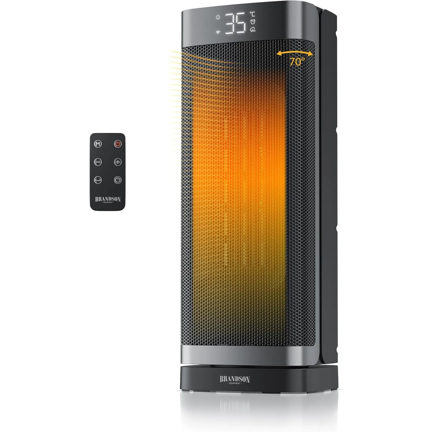 Brandson - Keramik Heizlüfter mit Fernbedienung - energiesparend ECO Modus – 2000 Watt Heater - mit Oszillation - Überh…