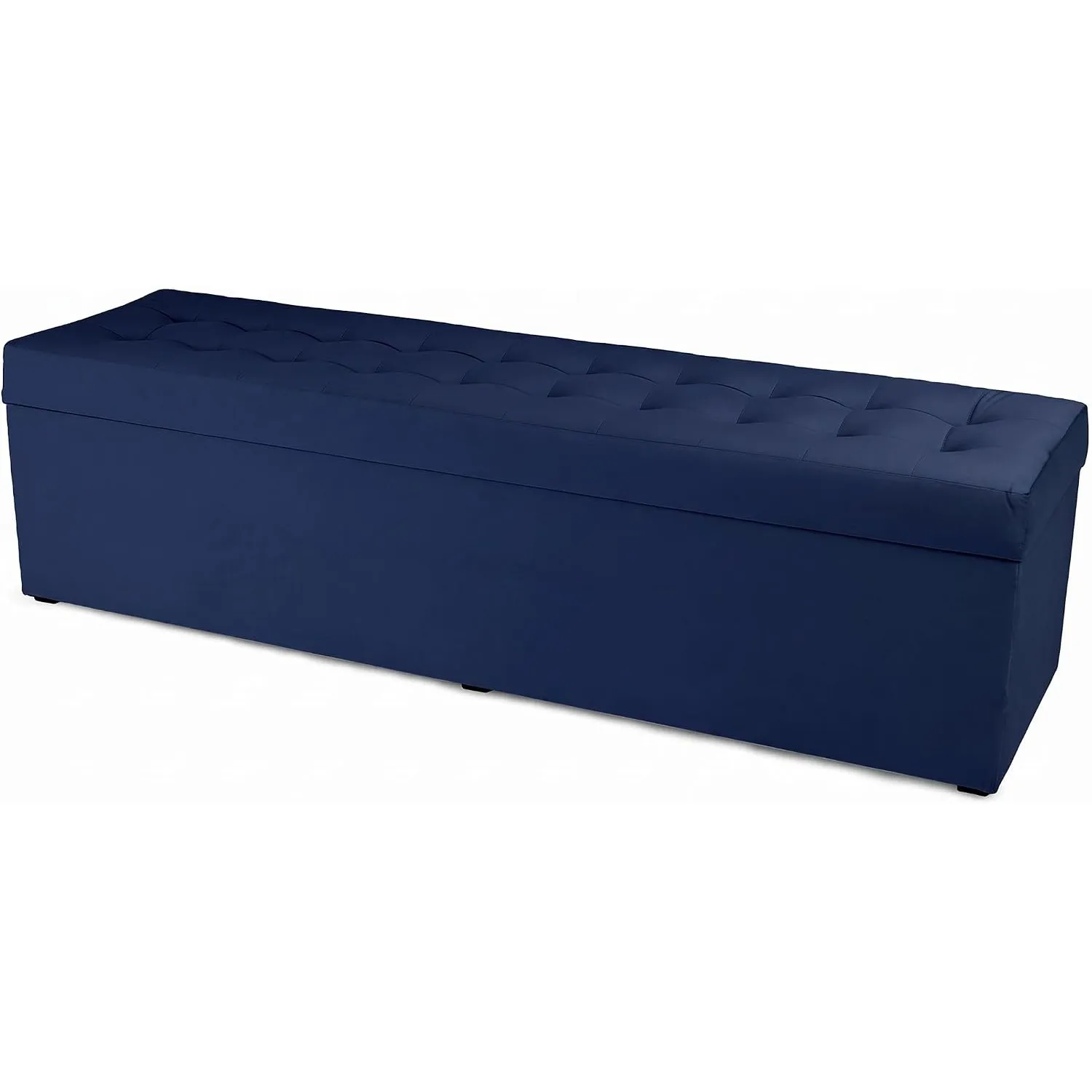 VELORA H&L Sitztruhe mit Stauraum 45 x 160 cm Marineblau – Große Samtbank mit Aufbewahrungsfach, belastbar bis 300 kg, …