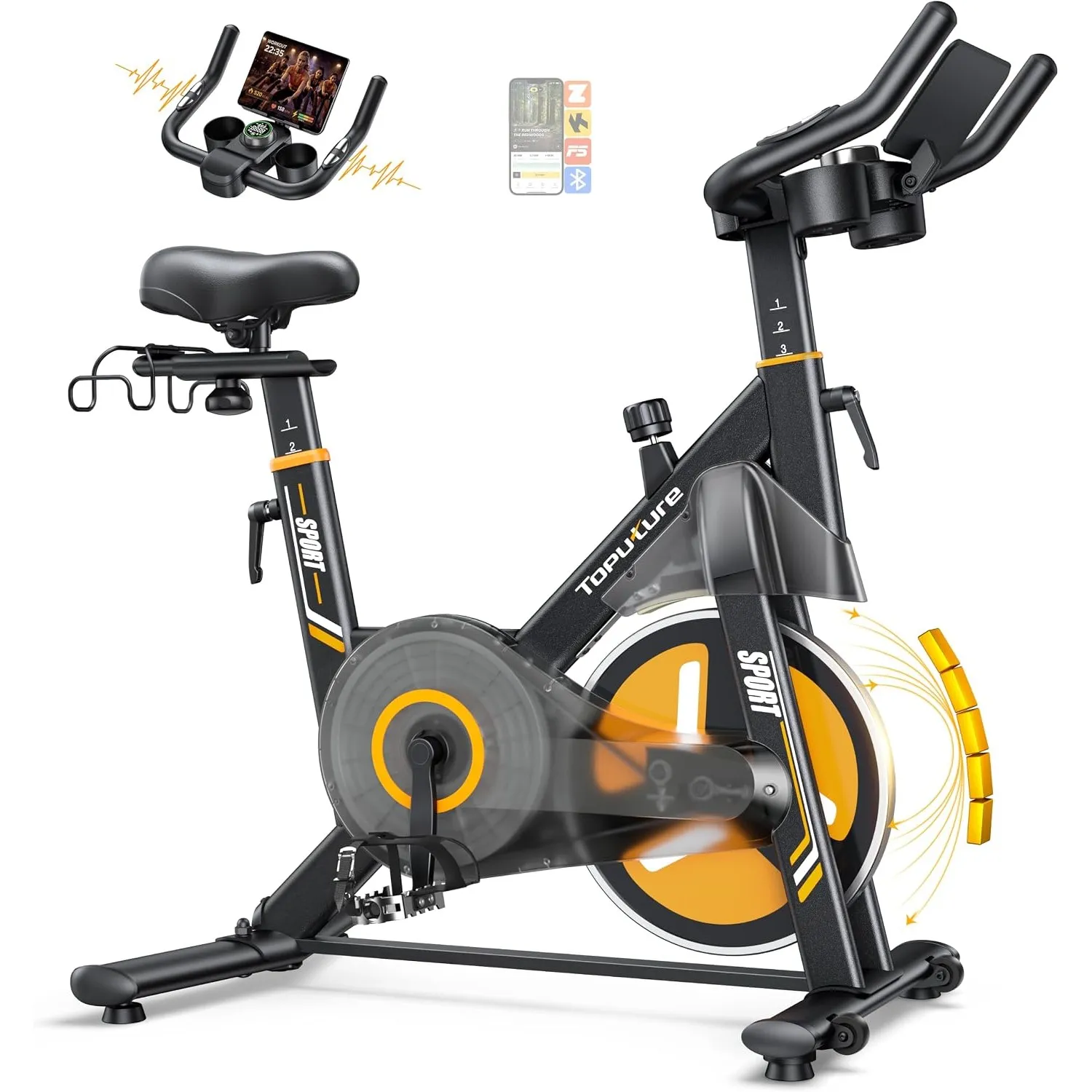 Toputure Neu'26 Heimtrainer Fahrrad mit Elektr. LED-Touchmonitor & 3-App