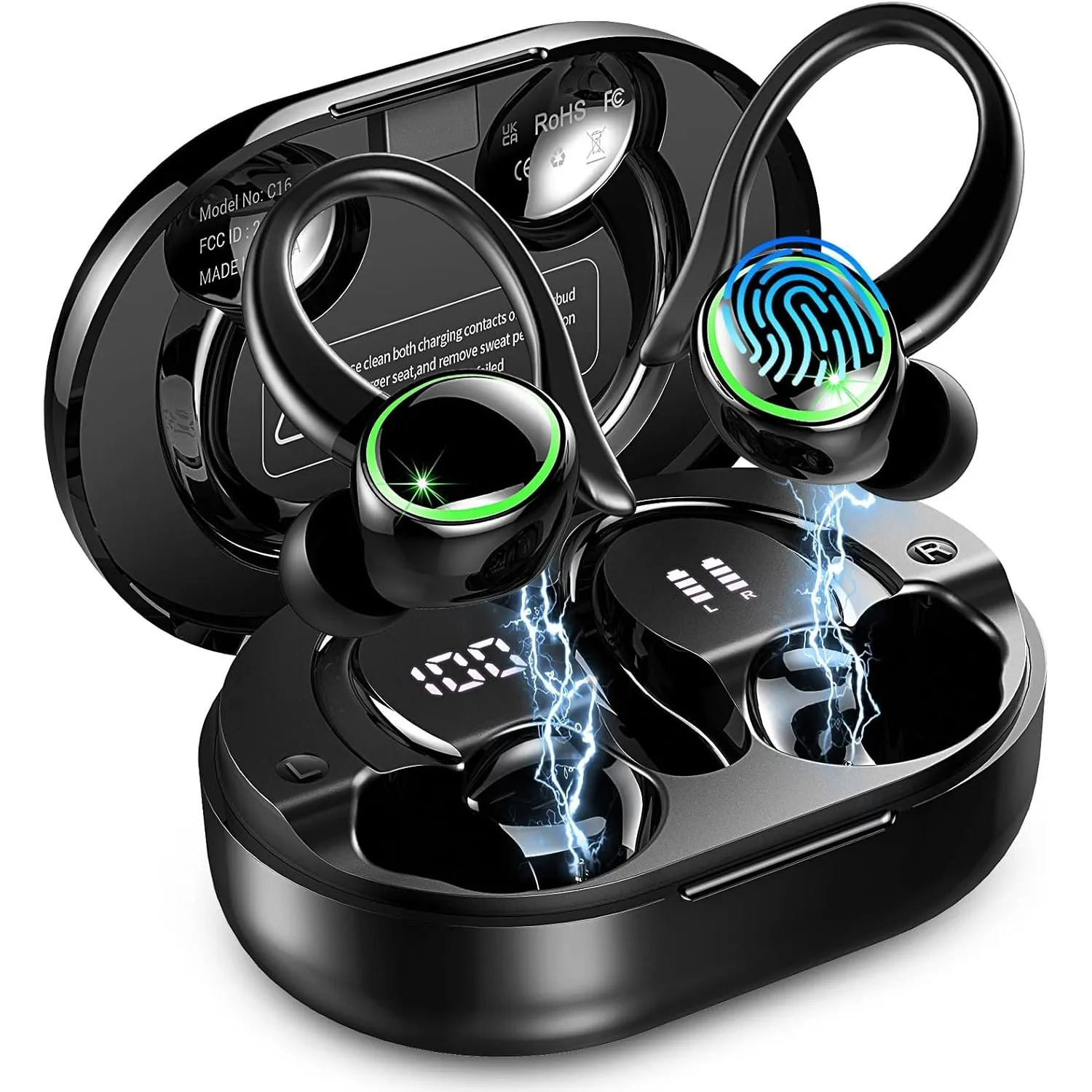 Kopfhörer Kabellos Bluetooth 5.4, 2026 Bluetooth Kopfhörer Sport 6D Bass | 56 std Spielzeit In-Ear Kopfhörer, 4 ENC Noi…
