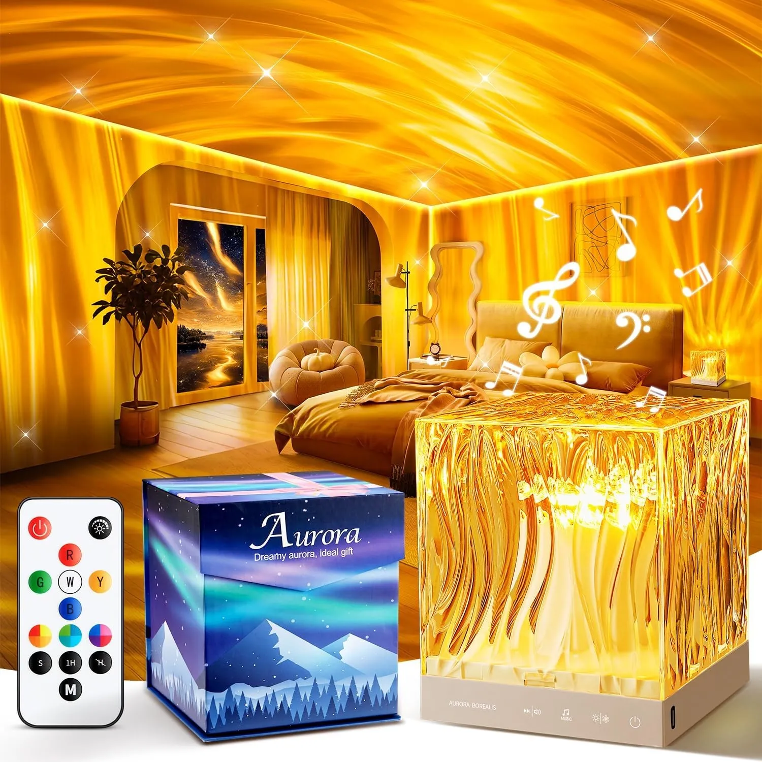 PIKOY LED Projektor mit Tragbare Bluetooth-Lautsprecher für Konsumelektronik, 18 Farben, Schlafmusik & White Noise, Ein…
