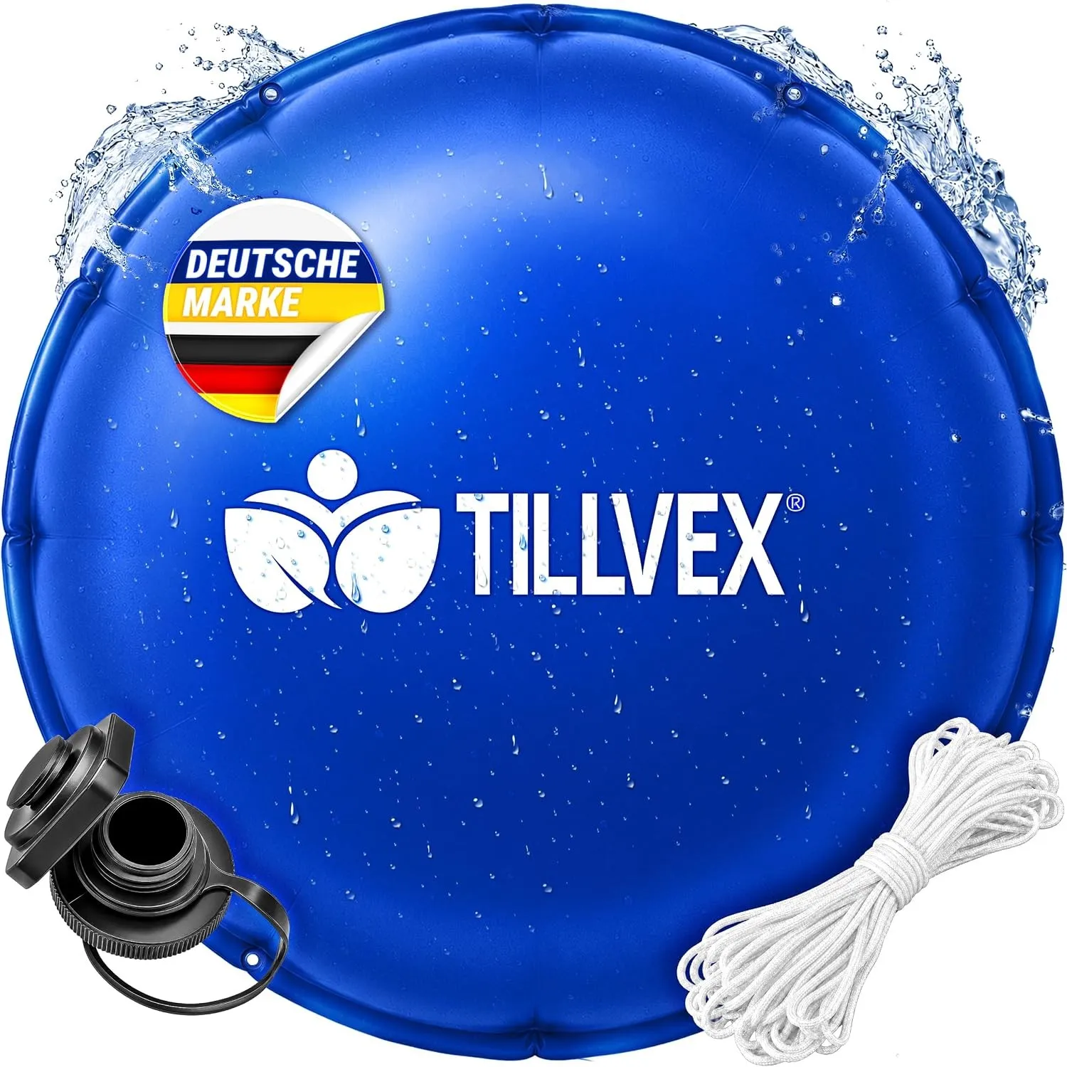 tillvex® Poolkissen Winter XXL Ø 3 m Rund mit 12m Seil & Reparaturkit