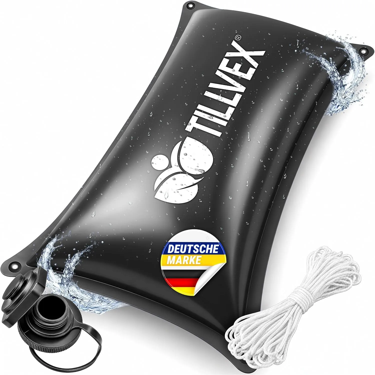 tillvex® Poolkissen Winter XXL 2x2,4m rechteckig + 12m Seil & Reparaturkit