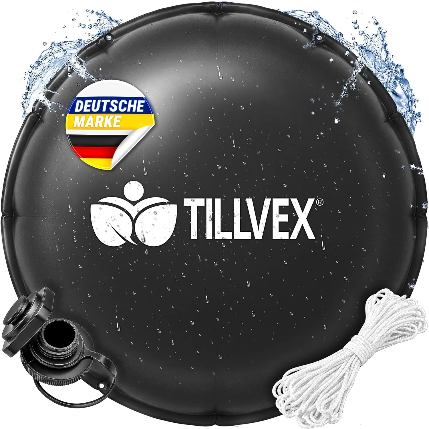 tillvex® Poolkissen Winter XXL Ø 3 m Rund mit 12m Seil & Reparaturkit
