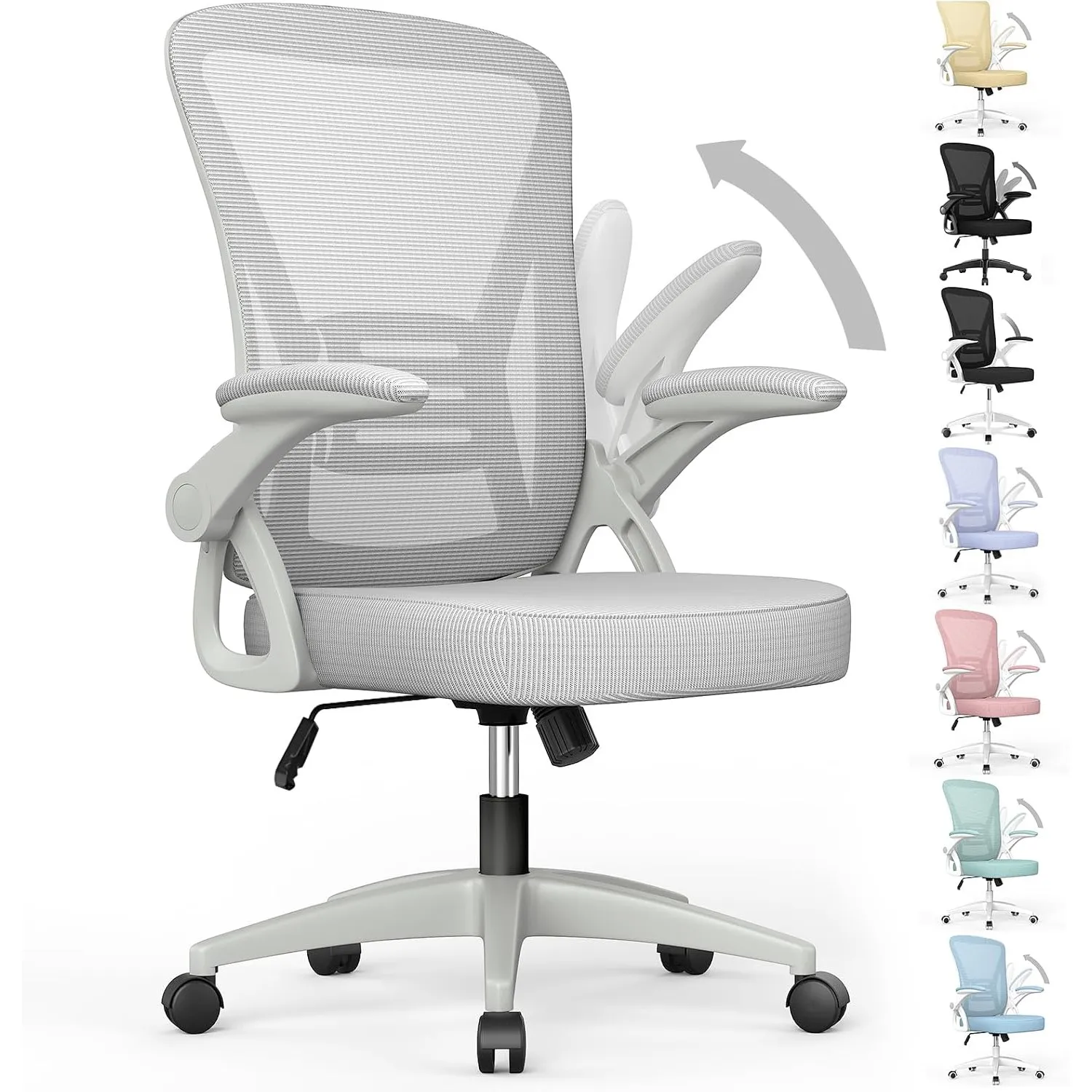Bürostuhl, Ergonomischer Schreibtischstuhl mit Netzbespannung, Grau