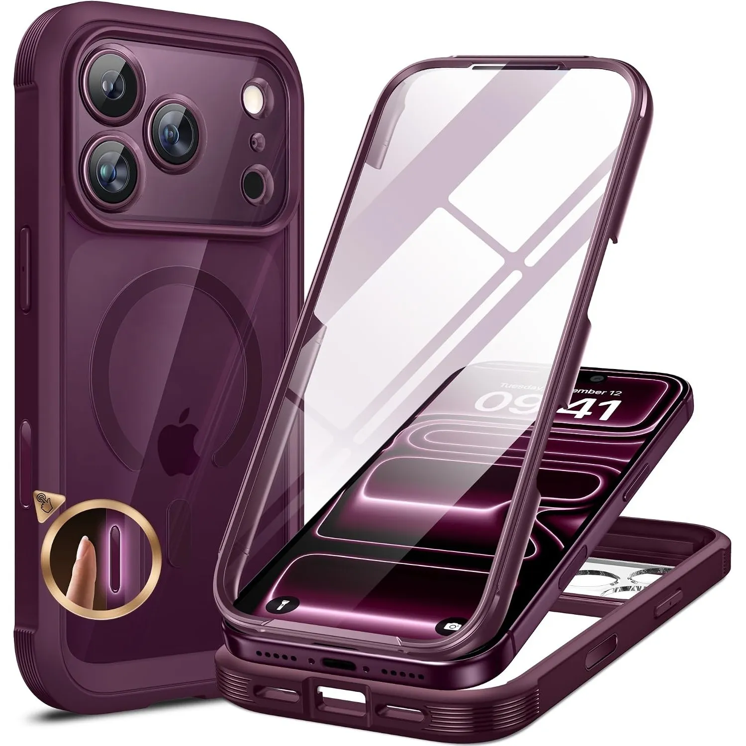 Miracase für iPhone 18 Pro Max Hülle für MagSafe,360°Stoßfest mit Glasfolie