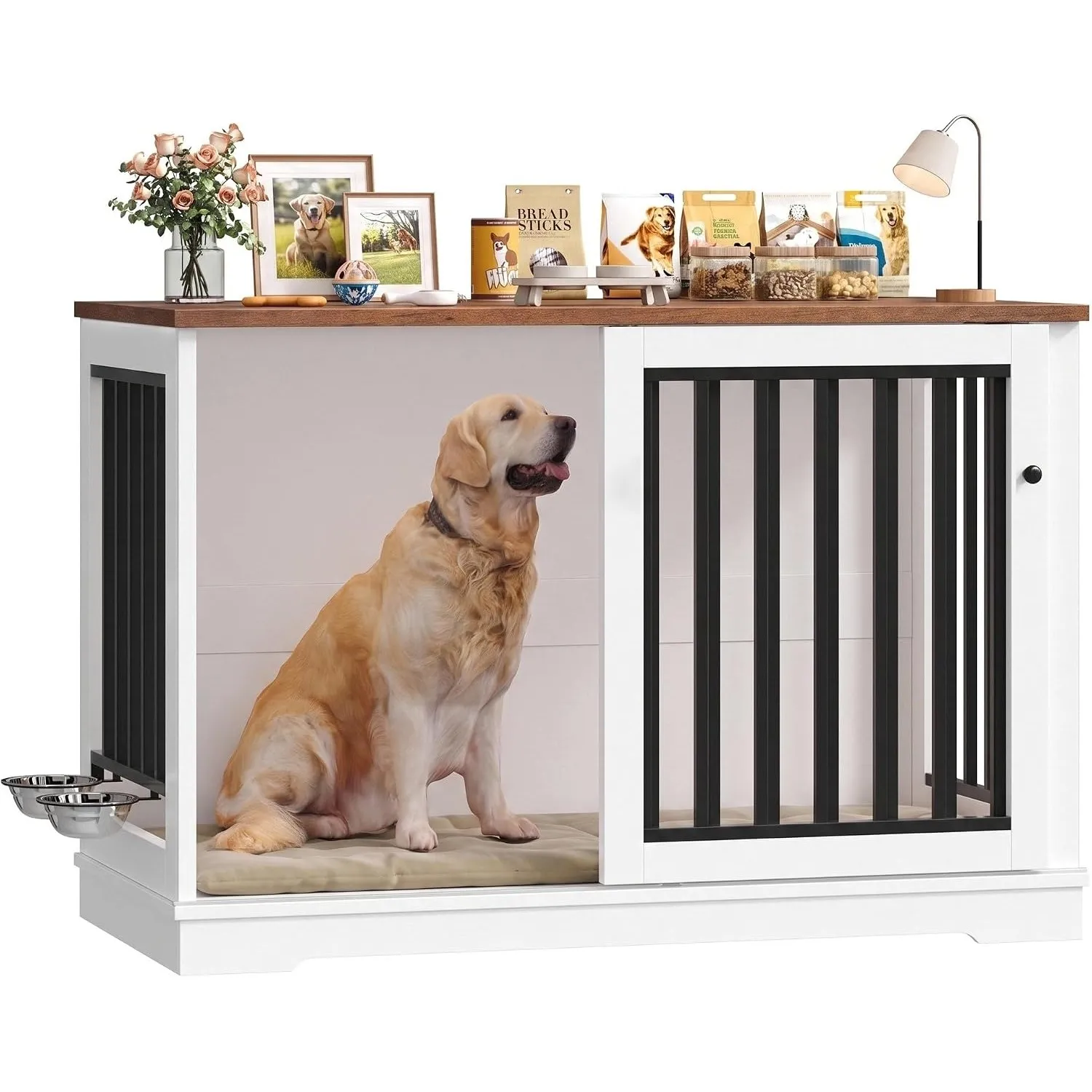 FirFurd 120cm Hundekäfig Möbel für große Hunde, XXL Hundebox für Zuhause