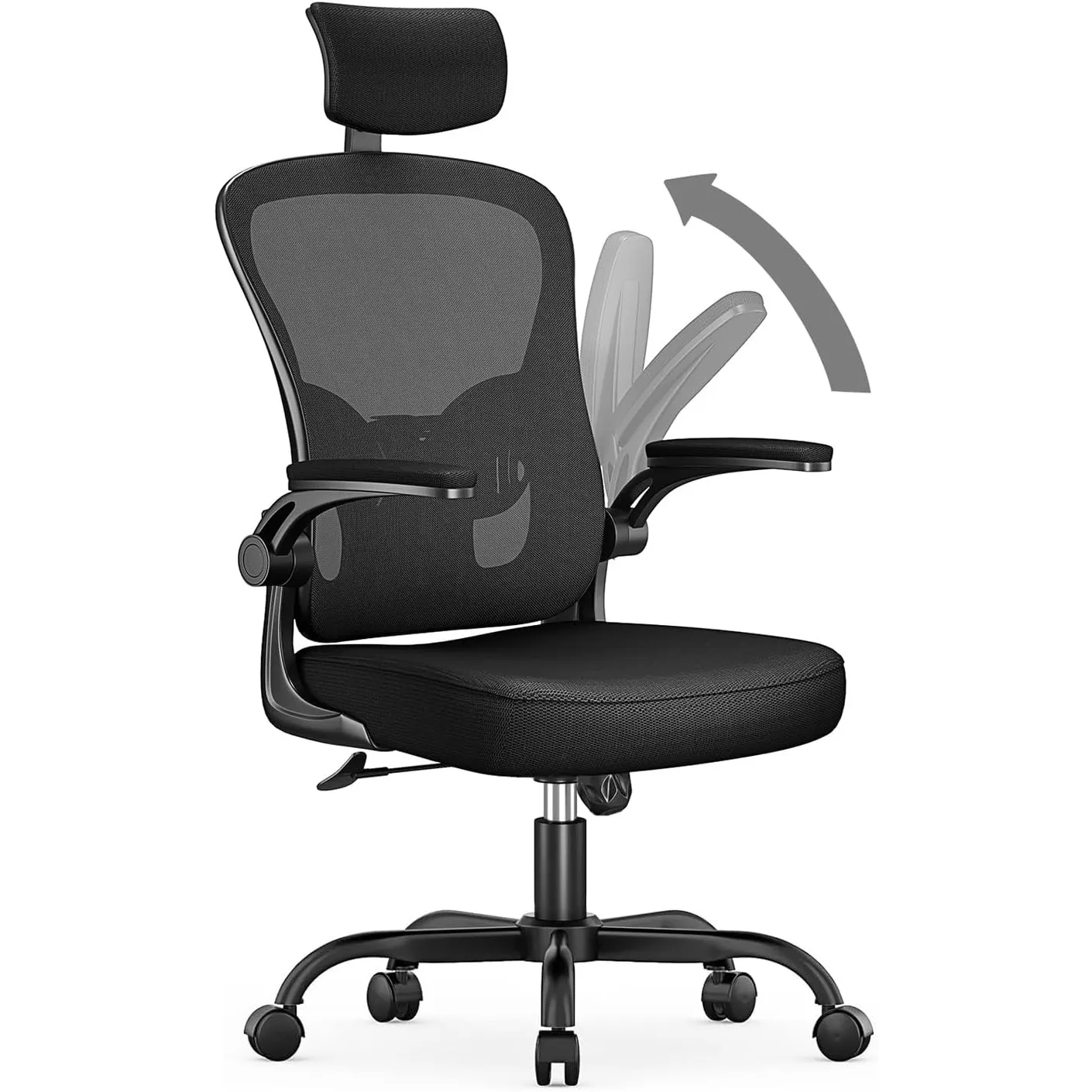 Ergonomischer Bürostuhl, Schreibtischstuhl mit Verstellbarer, Schwarz