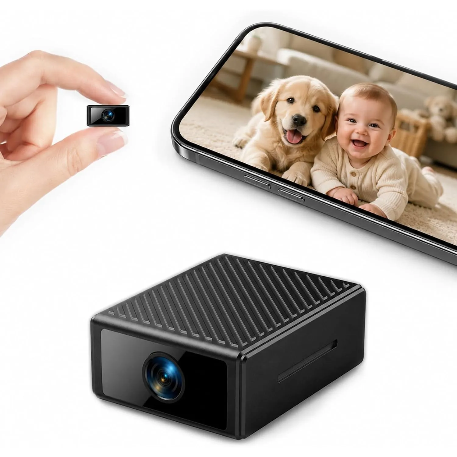 Mini Kamera 4K WLAN Überwachungskamera Innen, WiFi Kamera mit Handy APP, Live-Übertragung, Nachtsicht, Bewegungserkennu…