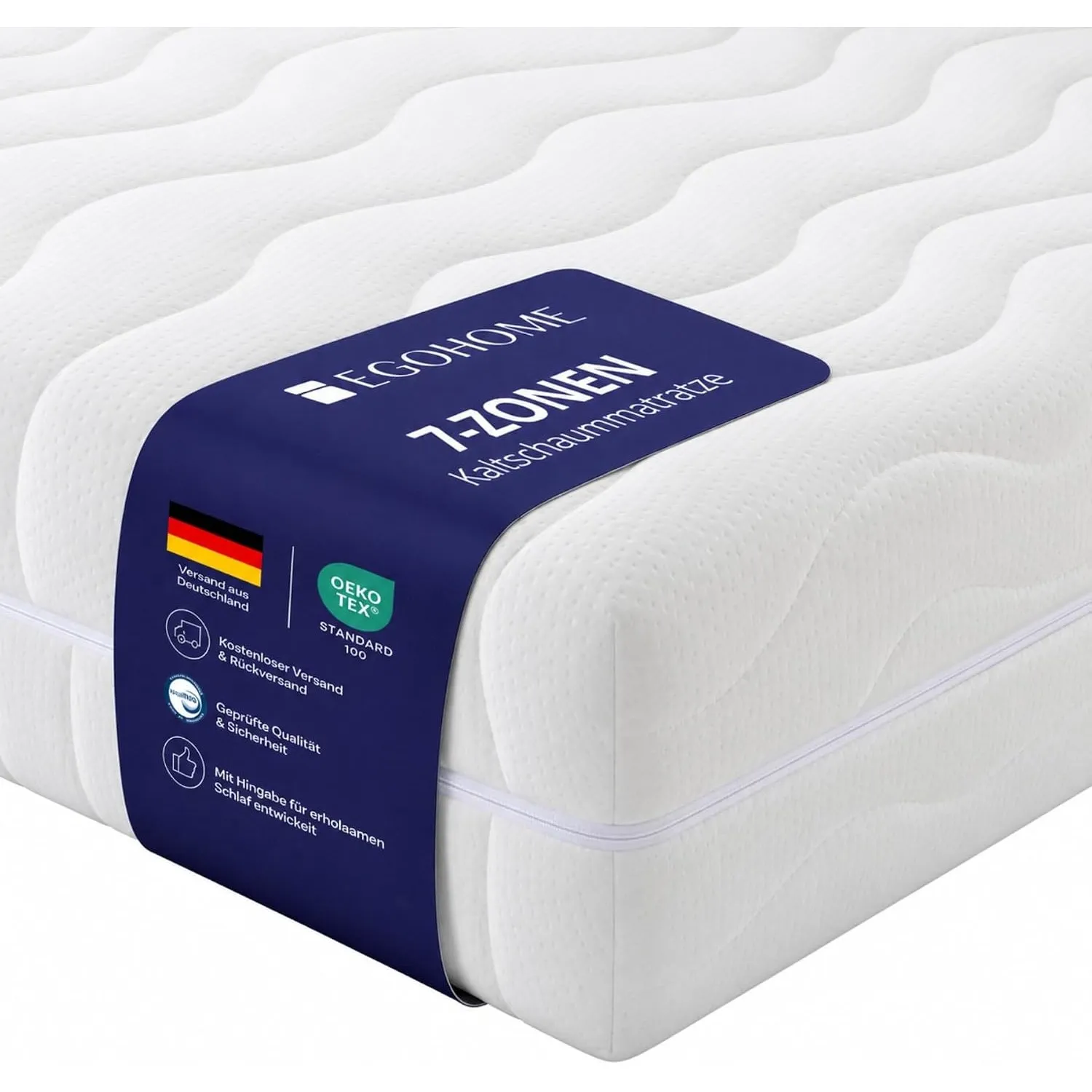 EGOHOME 7-Zonen Matratze 90x200 | H2&H3 | Ergonomische Kaltschaummatratze