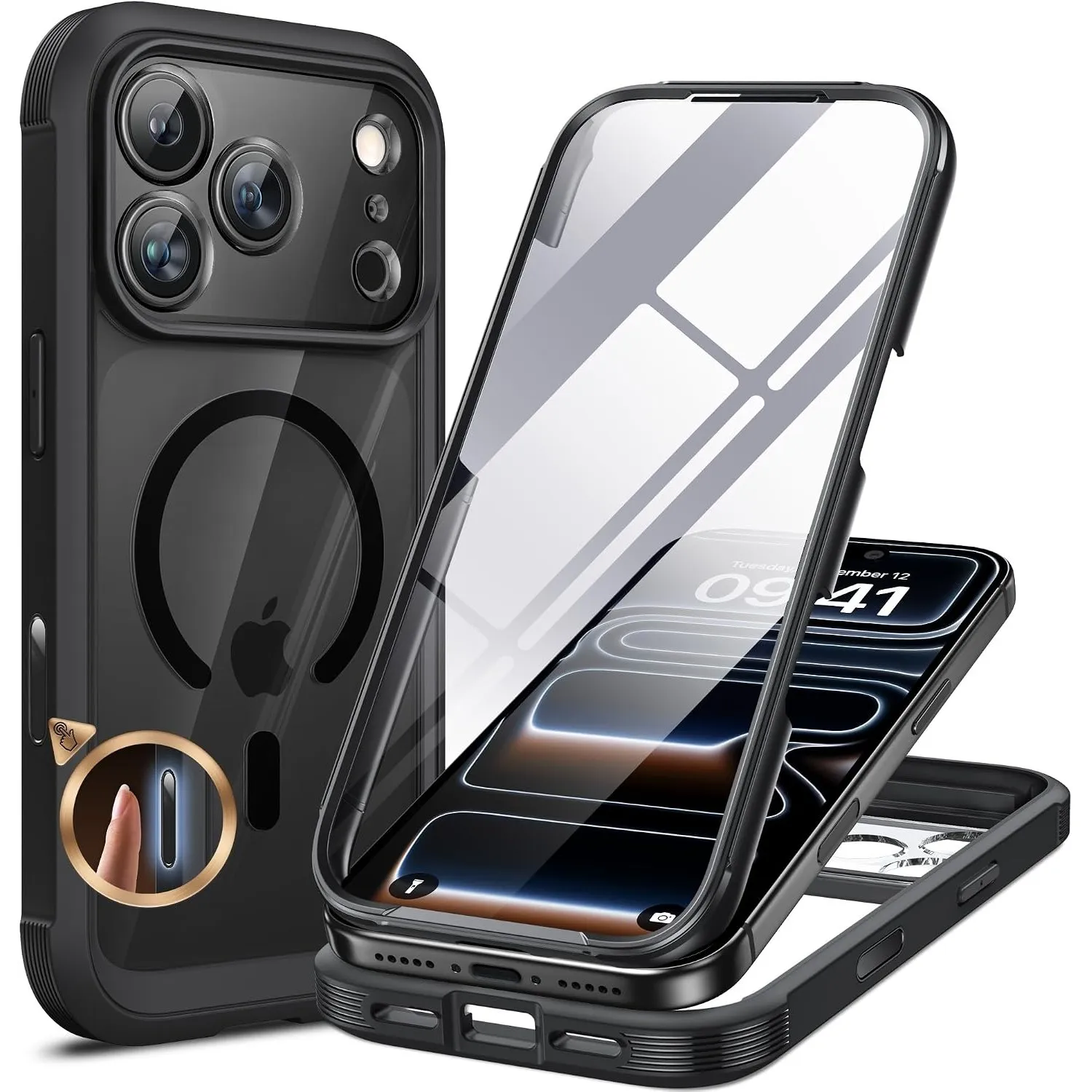 Miracase für iPhone 18 Pro Max Hülle für MagSafe,360°Stoßfest mit Glasfolie