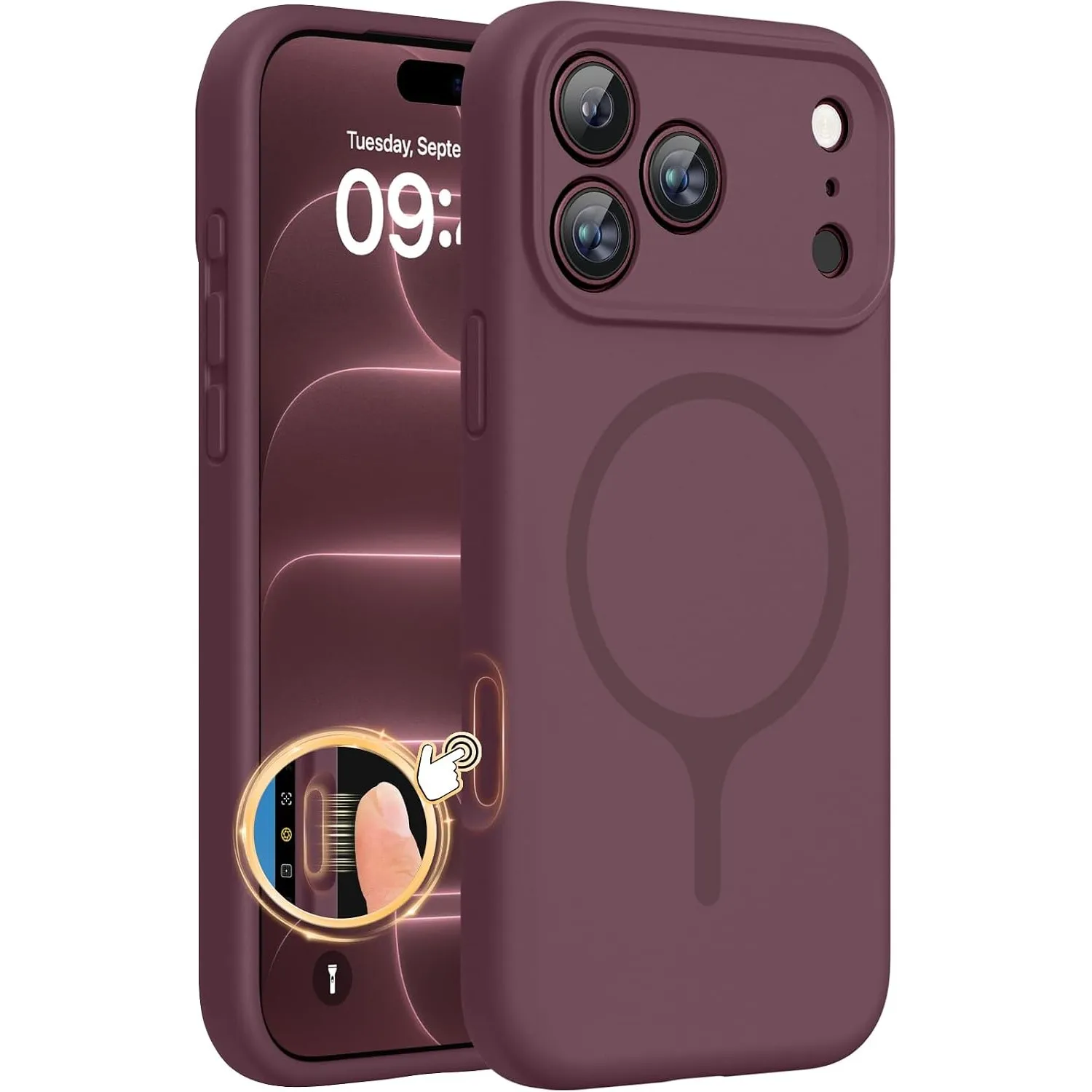 Miracase Silikon & Magnetic für 18 Pro Hülle, Kirschrot