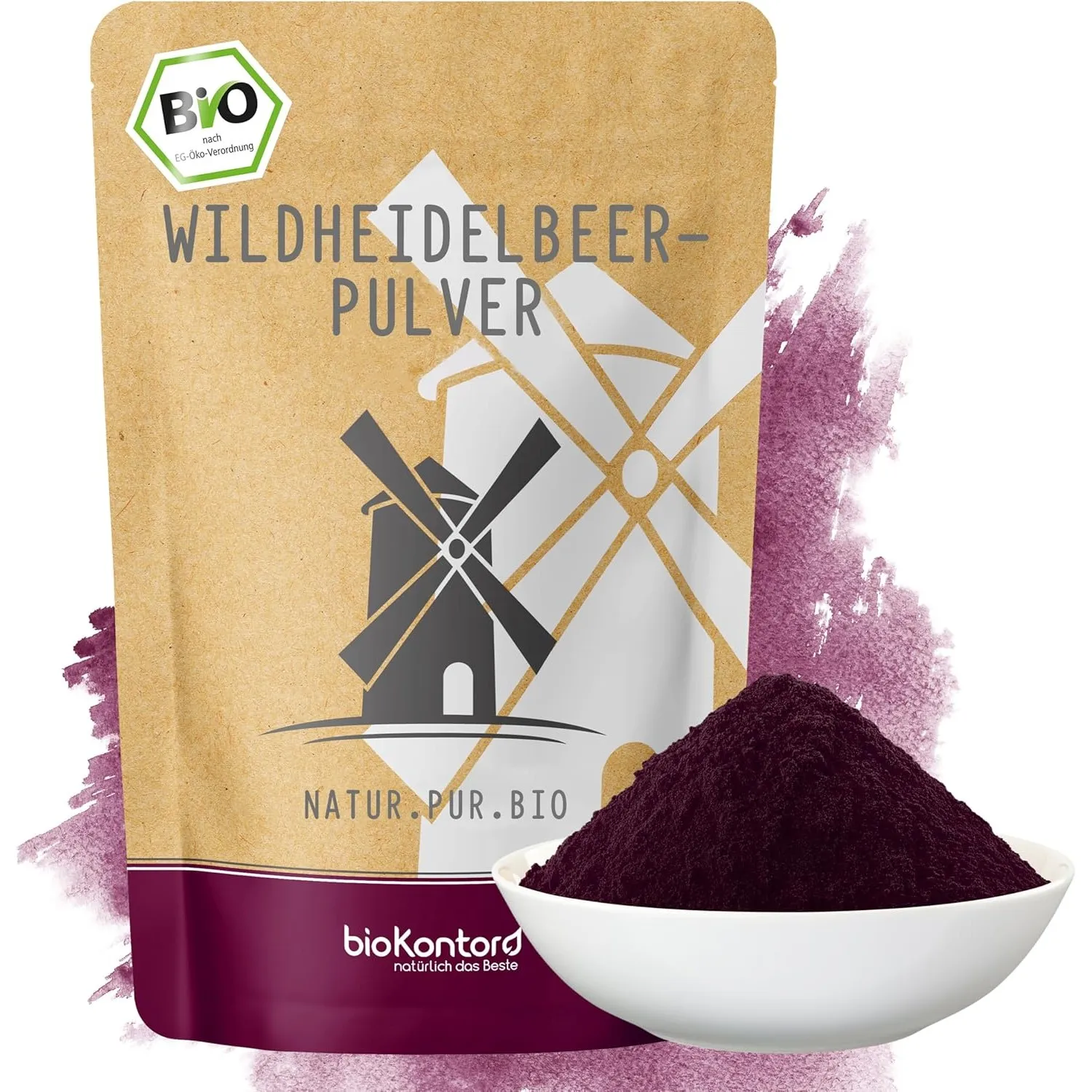 bioKontor – BIO Wildheidelbeerpulver 500g – 100% natürlich – Wildsammlung
