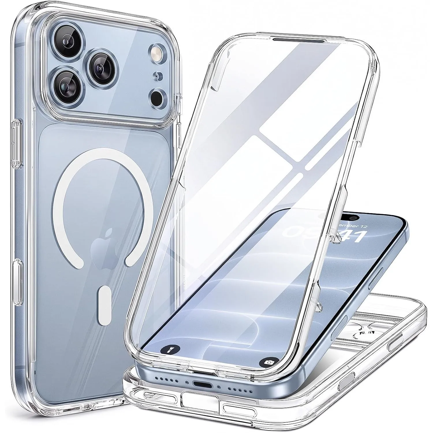 Miracase für iPhone 18 Pro Hülle 360° Stoßfest mit MagSafe, Klar