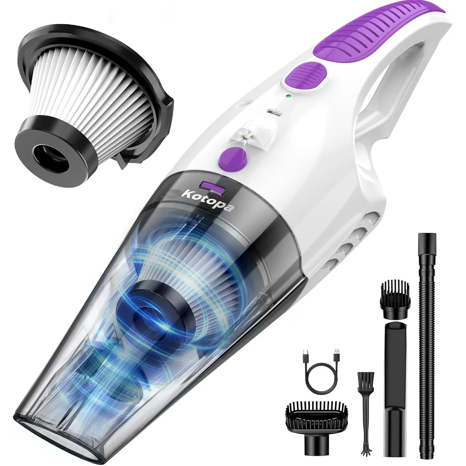 Kotopa Handstaubsauger Akku, 25000Pa, Handheld Vacuum Cleaner, Lila
