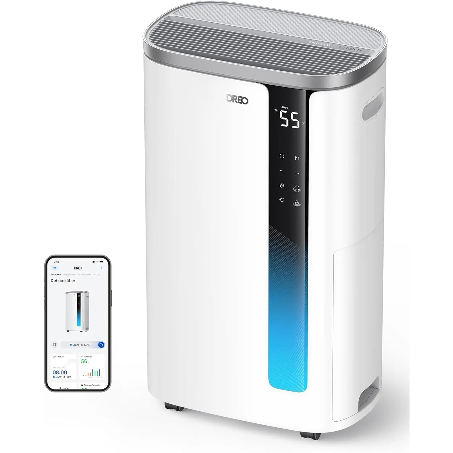 DREO Smart Luftentfeuchter mit App & WLAN, 30L/24H, 6.5L Tank, 41dB leise, 3 Modi, Timer, für Schlafzimmer, Bad & Kelle…