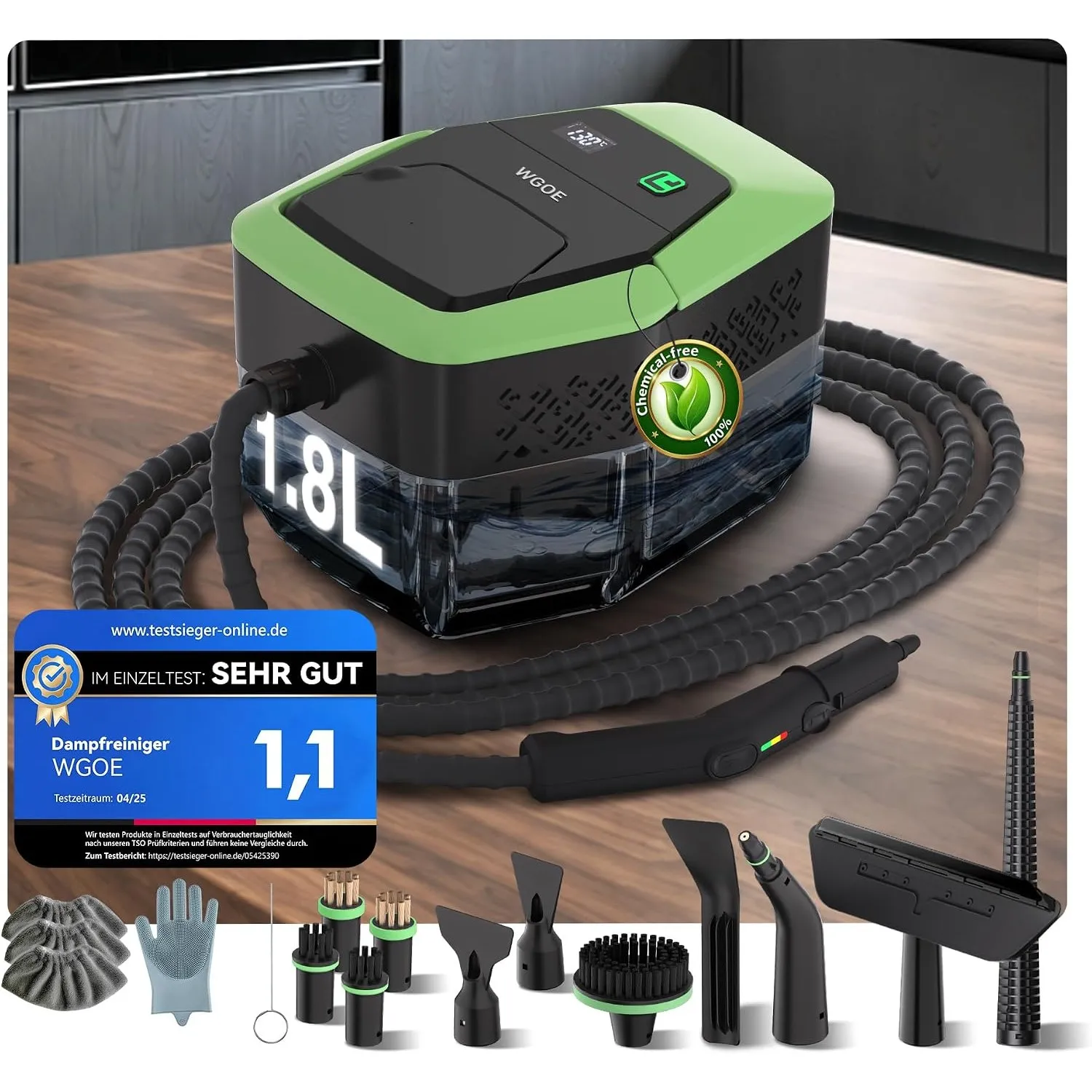 20-IN-1 Dampfreiniger Handgerät【100% Kühler & Akkufreier Griff–Neueste NH Labor-Technik】【99,99% Keimreduktion–SPJ Spitz…