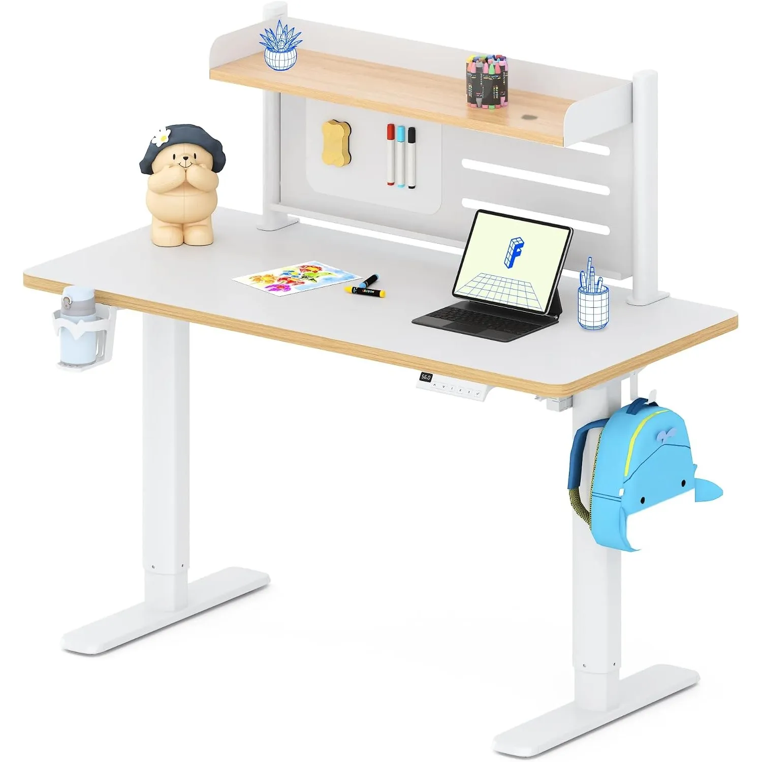 FLEXISPOT Kinderschreibtisch höhenverstellbar elektrisch 110 × 52 cm, Weiß