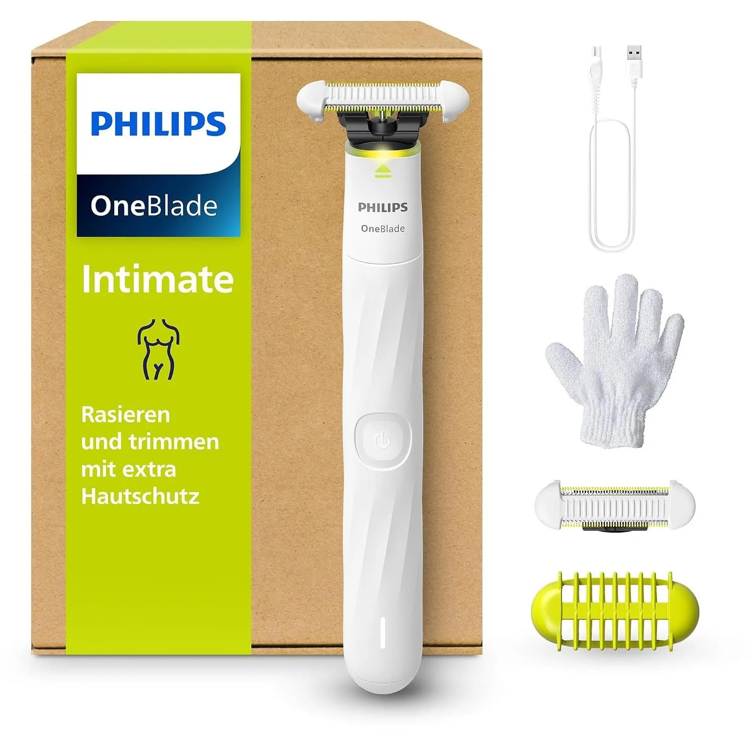 Philips OneBlade Intimate für Frauen, Rasieren und Trimmen mit extra Hautschutz für den Intimbereich (neu und verbesser…