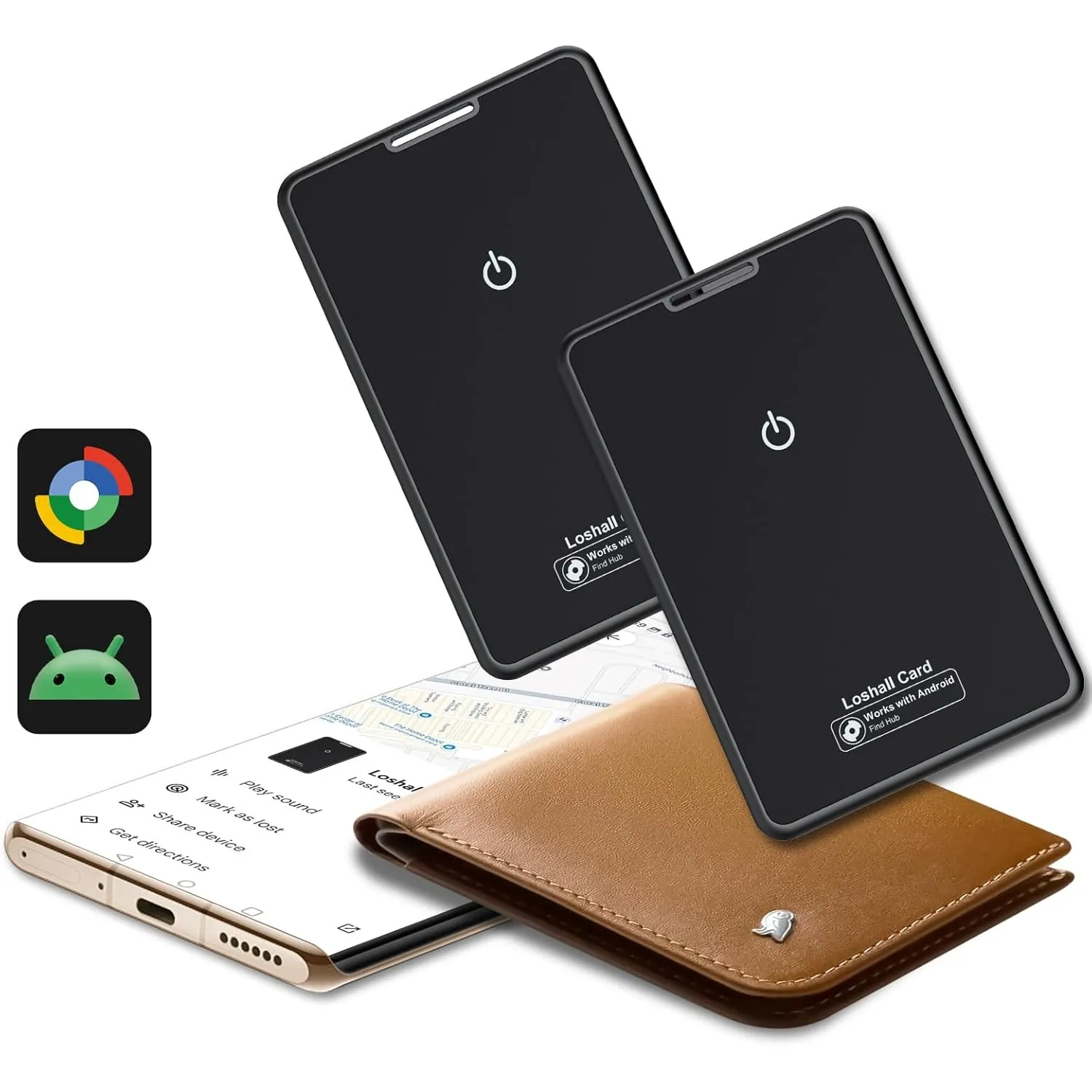 Android Wallet Tracker Karte 2er Pack, Ultradünn Smart Finder Card Tag Kompatibel mit Google Find Hub (Android NUR), IP…