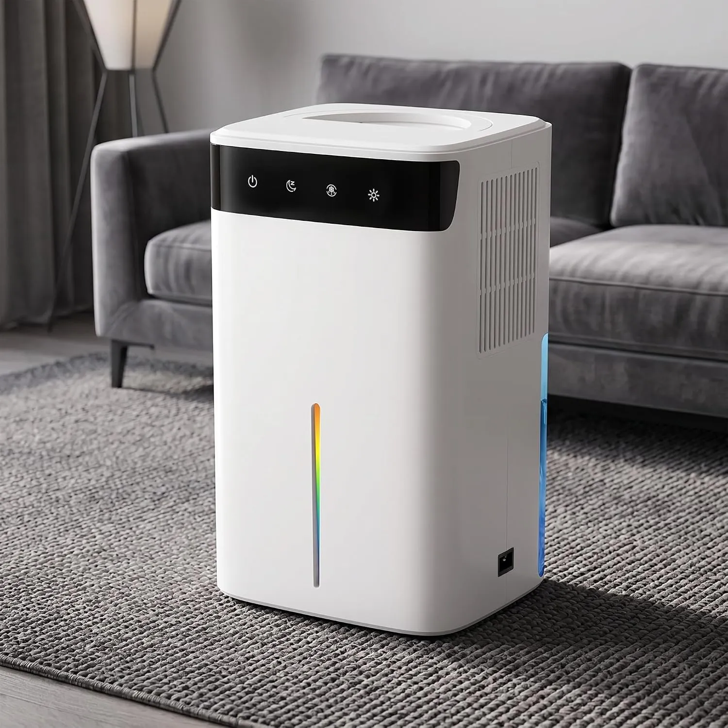 Mini Luftentfeuchter Elektrisch 2600ML, Raumentfeuchter für Kleine Räume mit Nachtmodus, RGB-Licht & Manueller Abtaufun…