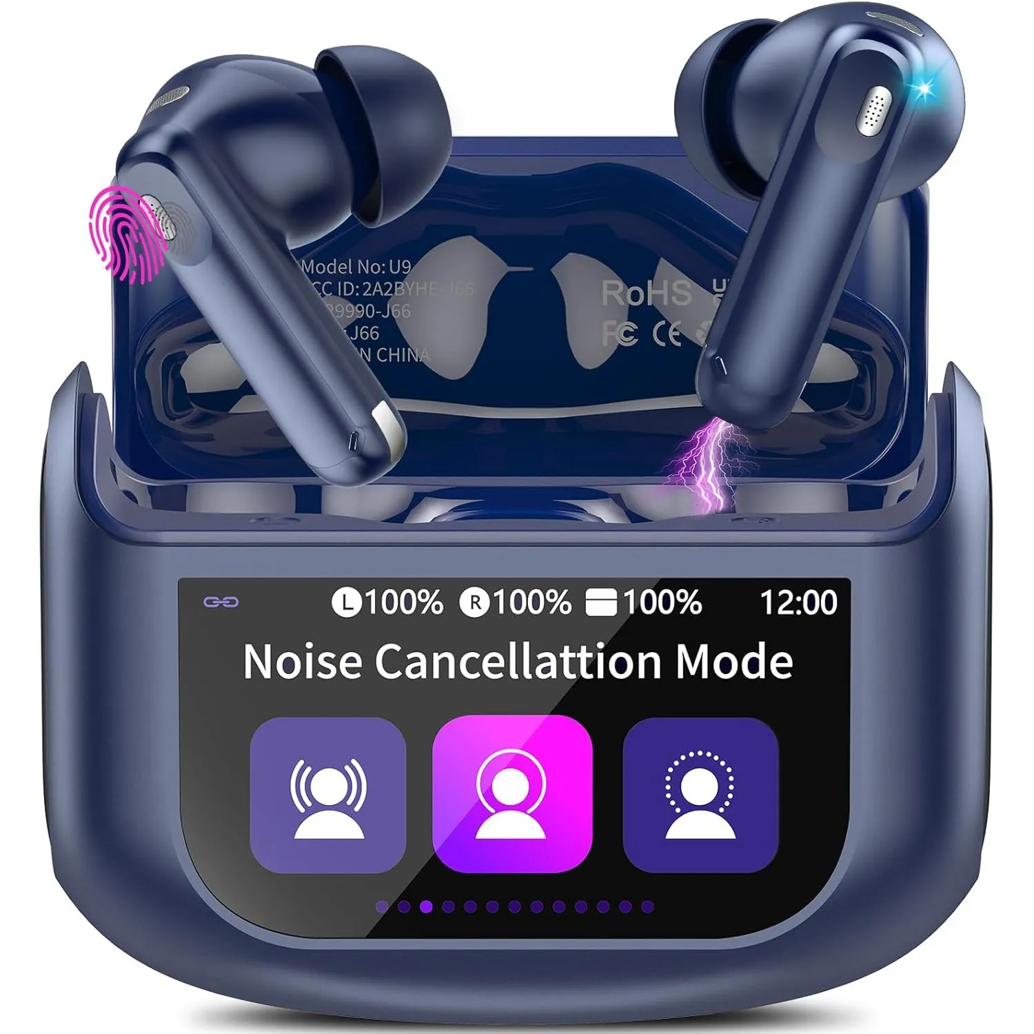 Touchscreen Bluetooth Kopfhörer, 2026 In Ear Kopfhörer Kabellos Bluetooth 5.4 mit ANC+ENC Noise Cancelling Mic, 48Std S…