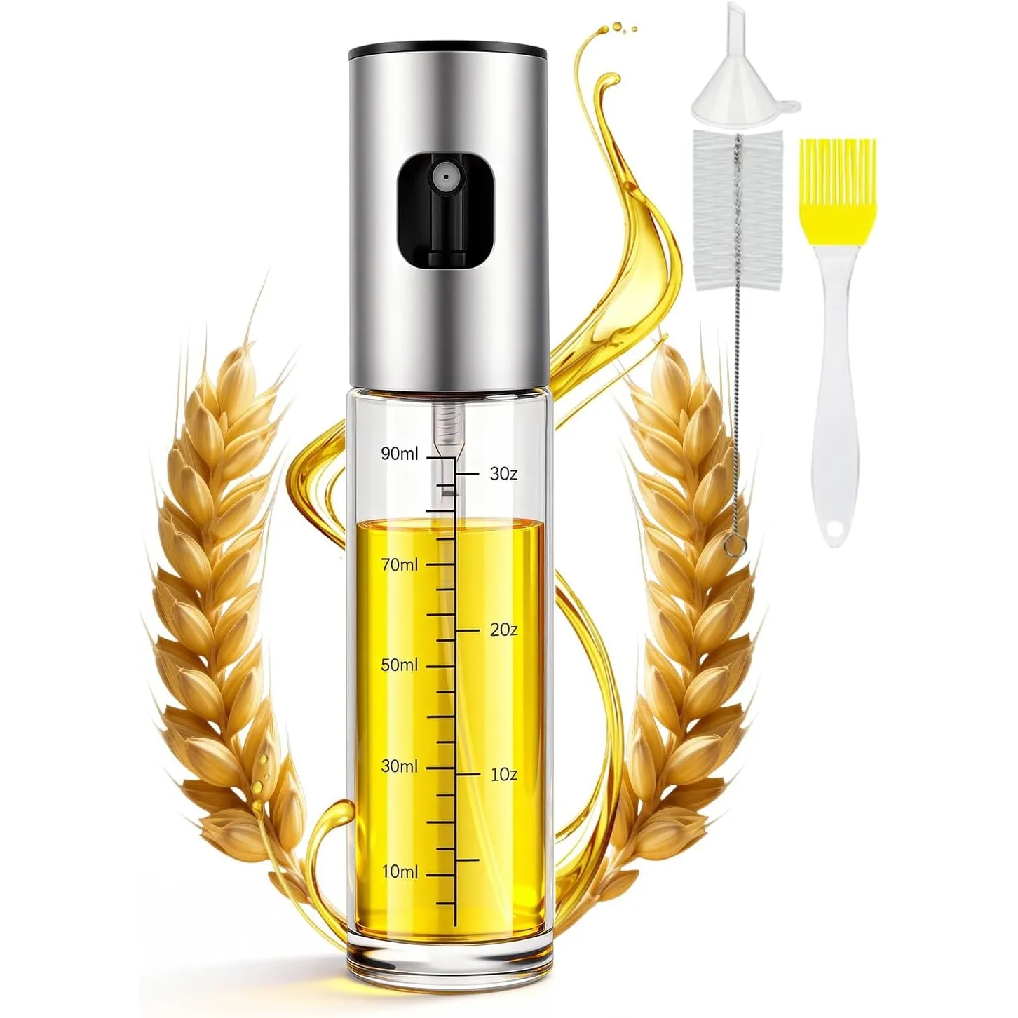 MRUN BONE Ölsprüher für Speiseöl, 100ml Sprühflasche Öl, Glas Öl Zerstäuber Küche Ölsprühflasche Heißluftfritteuse, Oil…