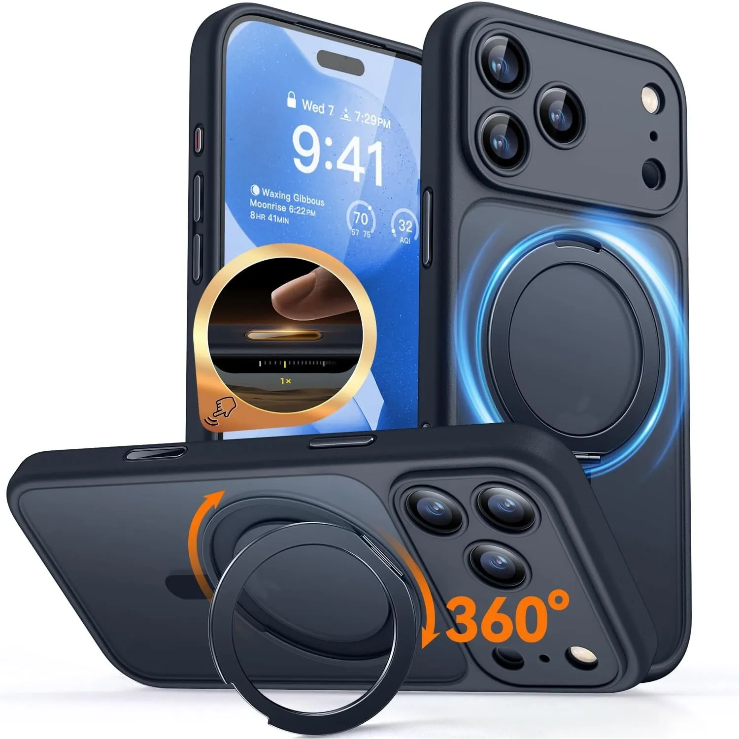 CANSHN 360° Ständer für iPhone 18 Pro Hülle, Matt Schwarz