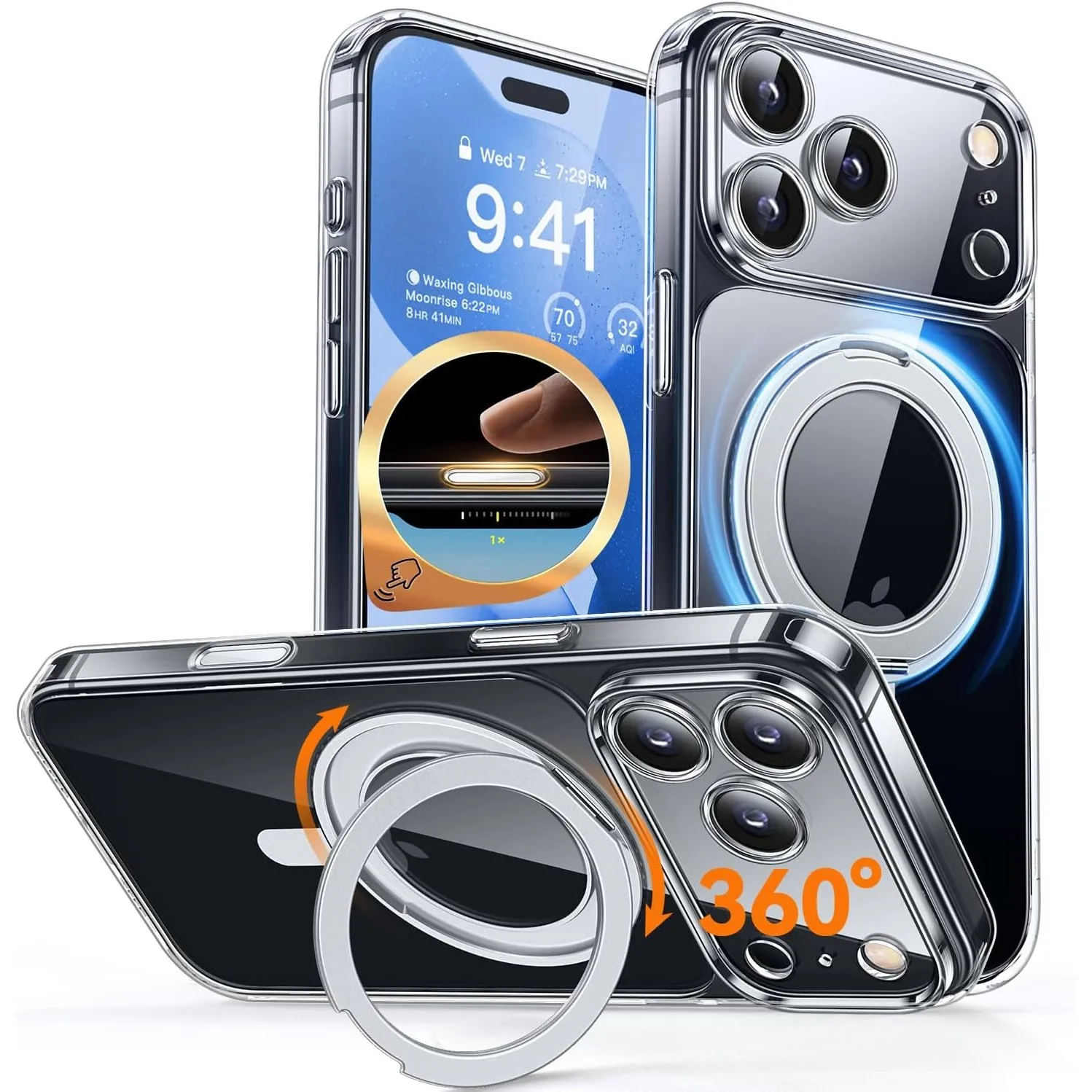 CANSHN 360° Ständer für iPhone 18 Pro Hülle, Transparent