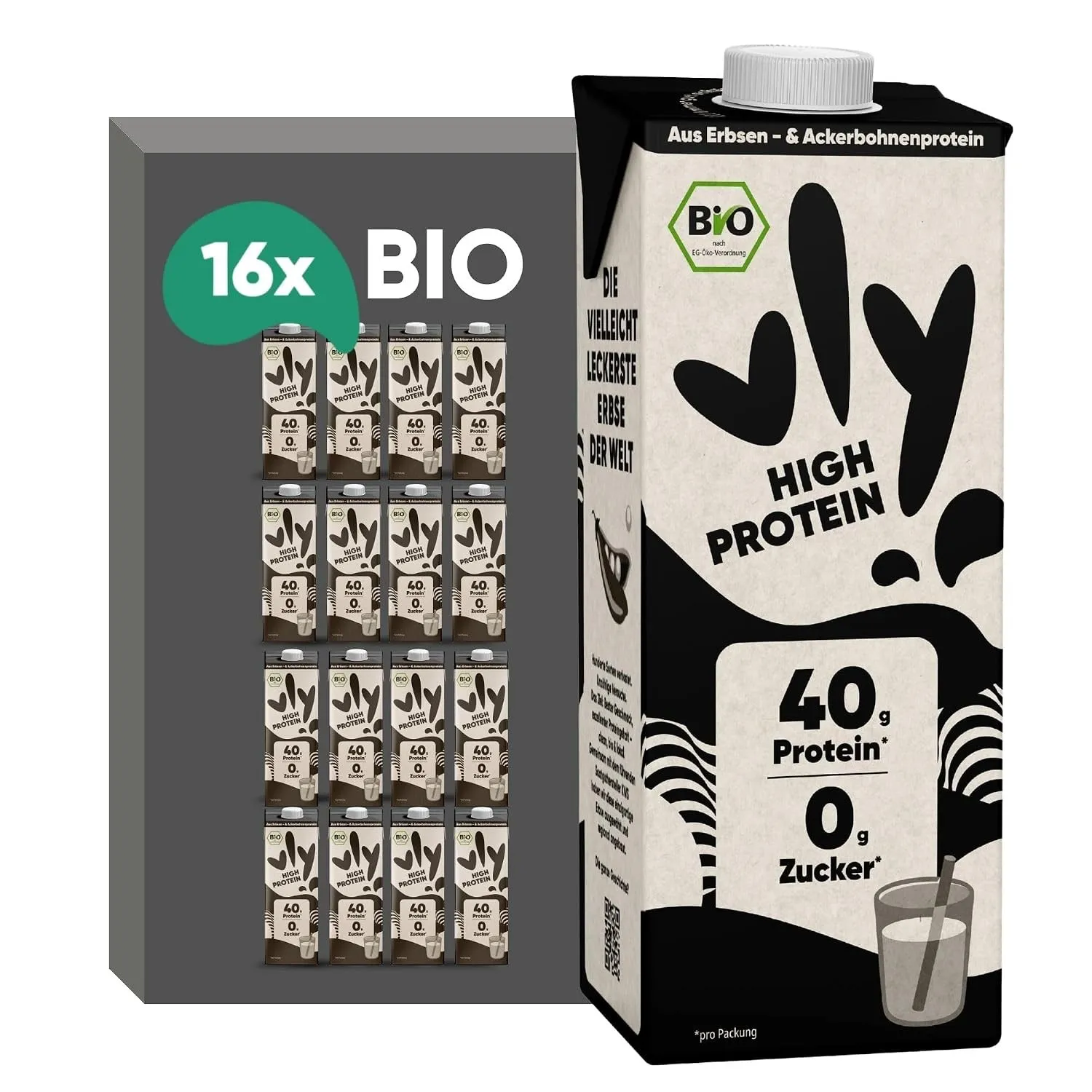 vly BIO HIGH PROTEIN - 40g Eiweiß/L, 0g Zucker | Die vegane Milchalternative aus Erbsenprotein | Proteindrink | Protein…