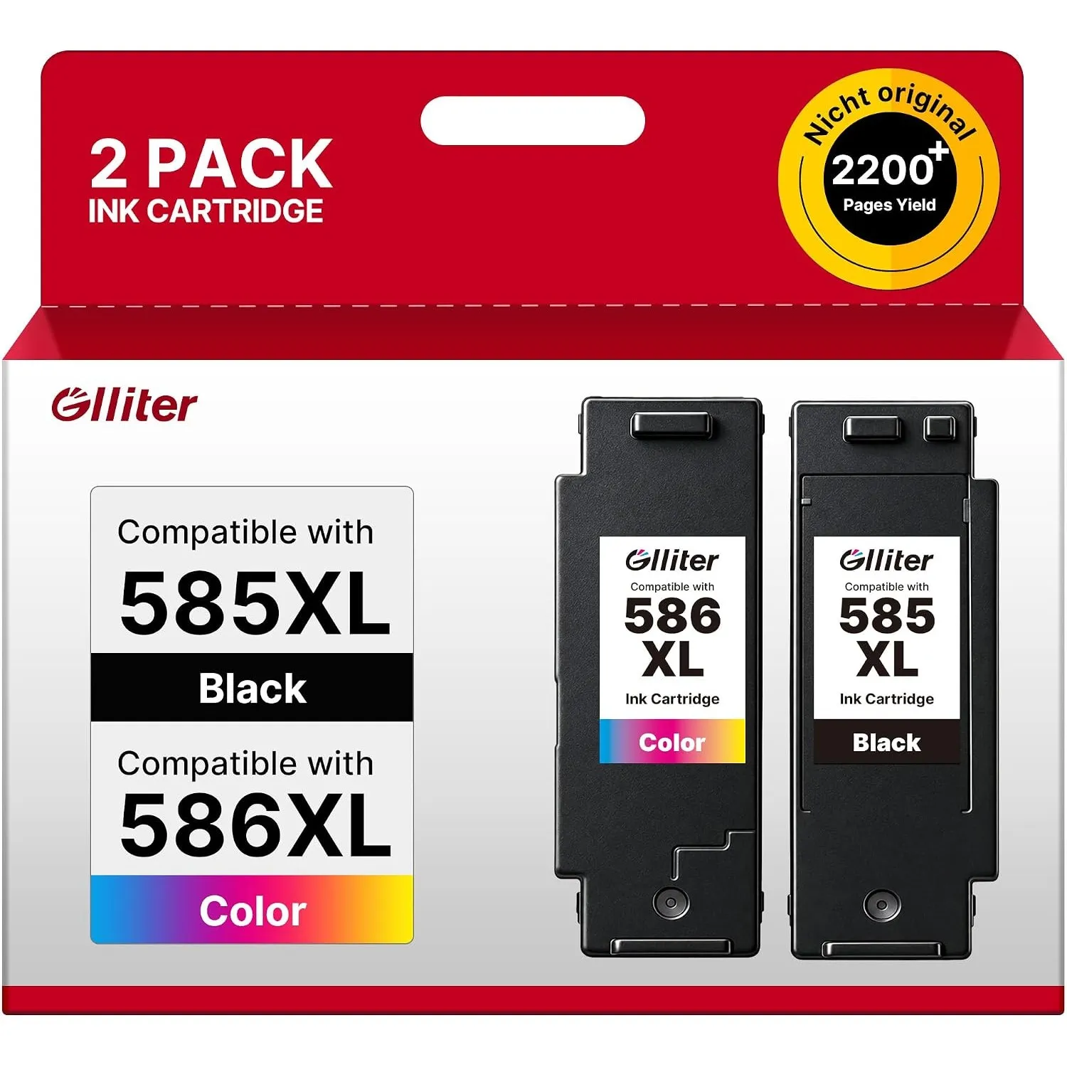 Glliter PG-585XL CL-586XL Ersatz für Canon 585 586 XL Druckerpatronen Kompatibel mit Canon PIXMA TS7750i TS7650i
