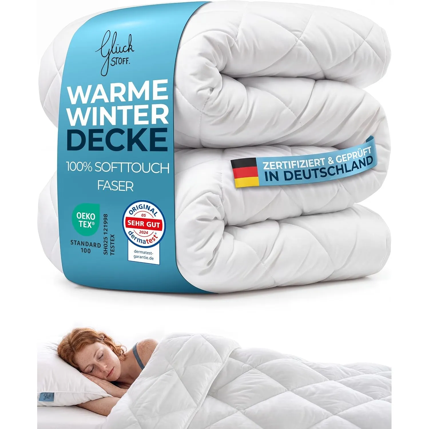 Glückstoff® Winterdecke 200x220 cm - Extra Warme Bettdecke Waschbar