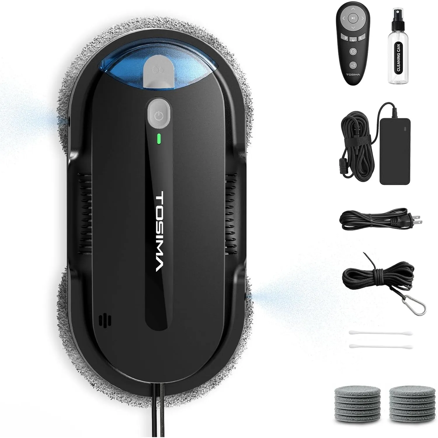 Tosima X1 Fensterputzroboter – Fensterroboter mit Doppeldüsen & Ultraschall-Wasserzerstäubung, 85-ml-Wassertank mit Sic…