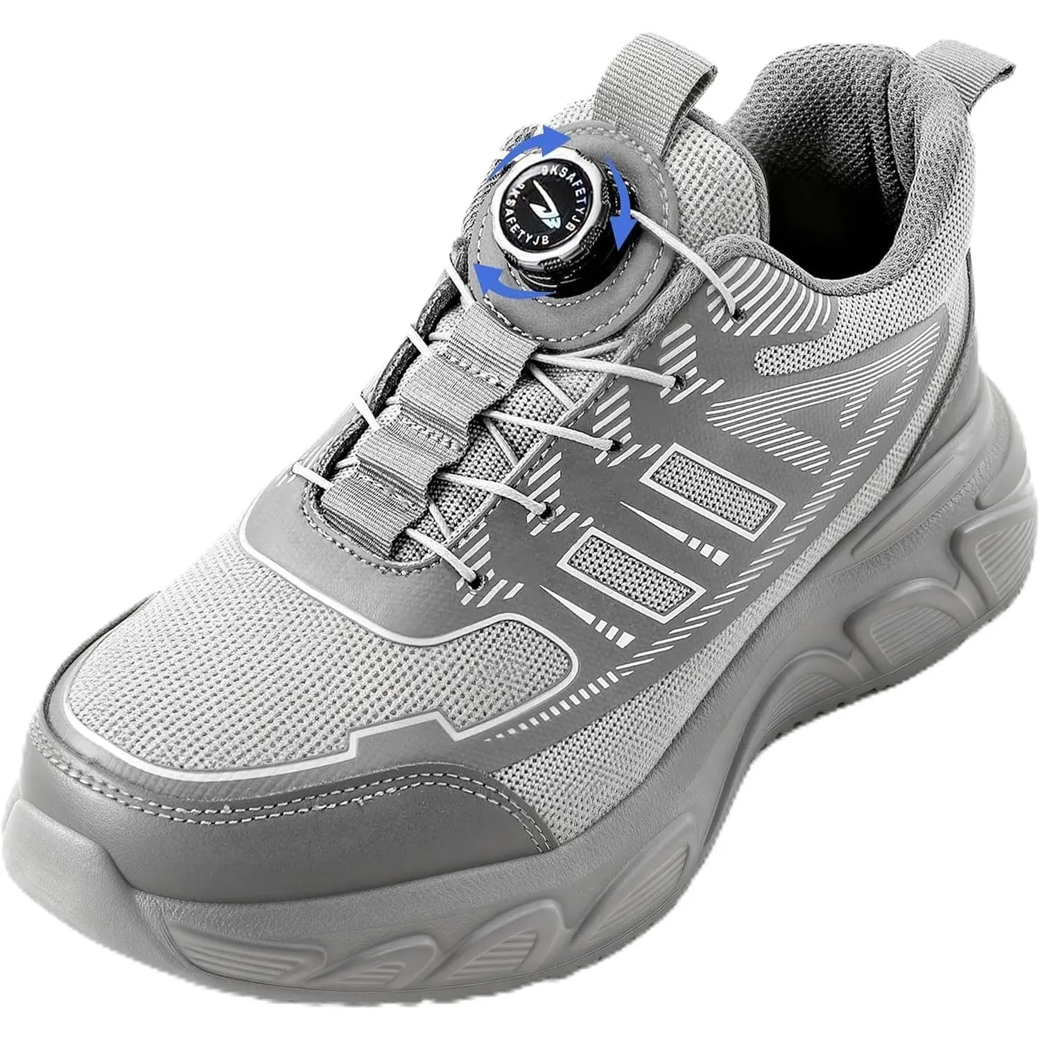 Arbeitsschuhe Herren Sicherheitsschuhe Stahlkappenschuhe mit Drehschnalle Schnürsenkeln rutschfeste Leichte Arbeitsschu…