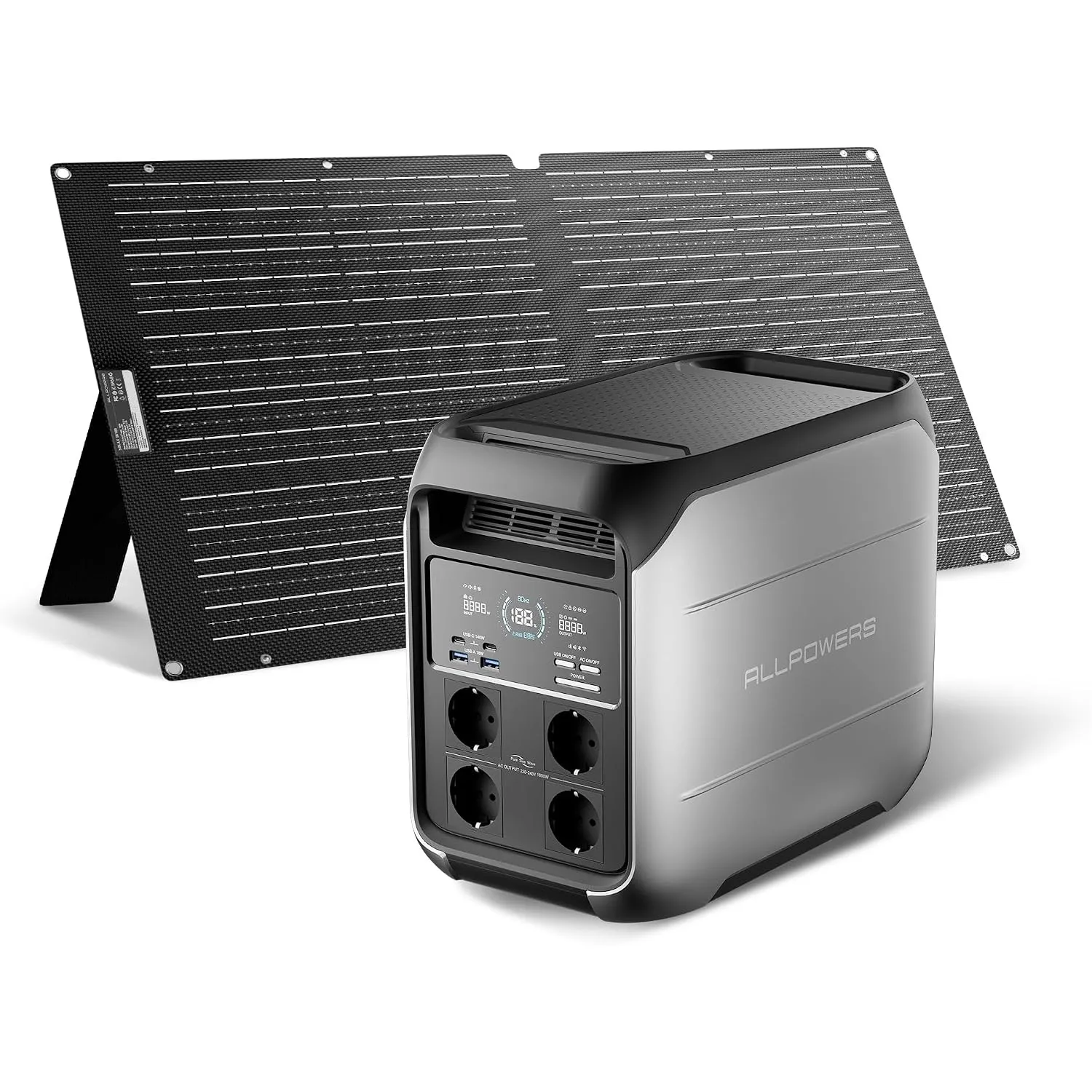 ALLPOWERS VOLIX P1800 Tragbare Powerstation mit Solarpanel 100W, 1024Wh LFP
