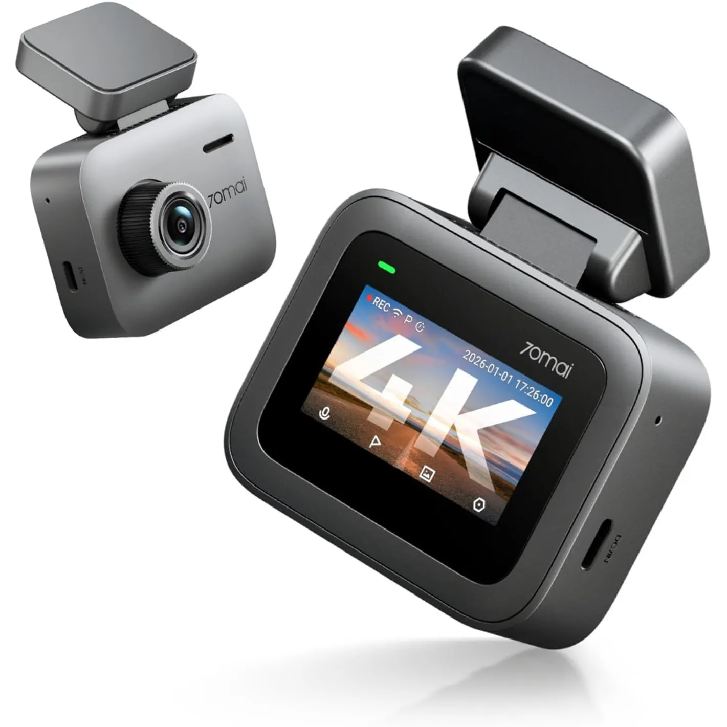 70mai Dashcam Auto Vorne A800 Nano, 4K Dashcam mit Smart HDR, APP & WiFi 6
