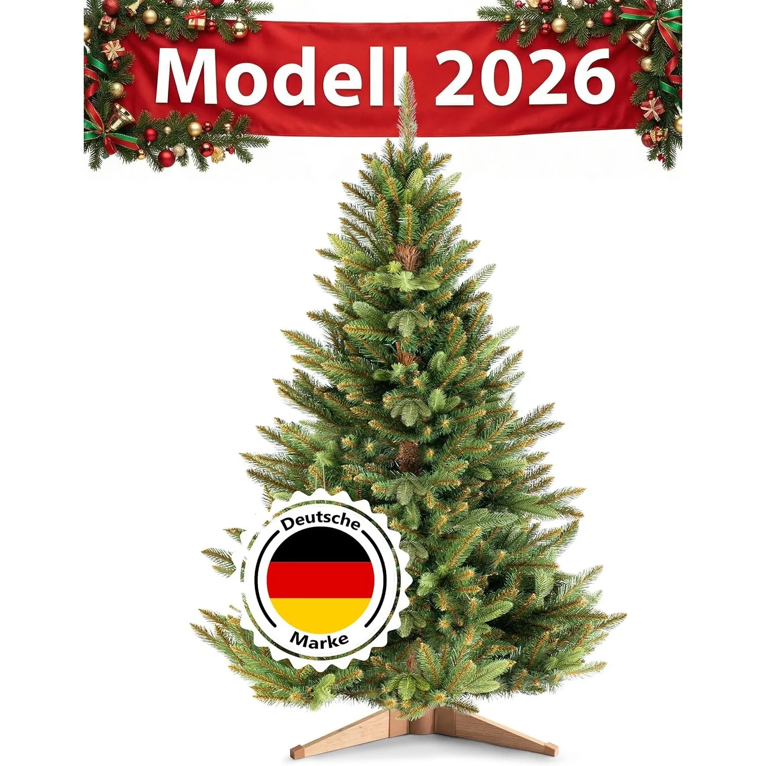Weihnachtsbaum künstlich 220 cm Premium Tannenbaum mit Holzständer