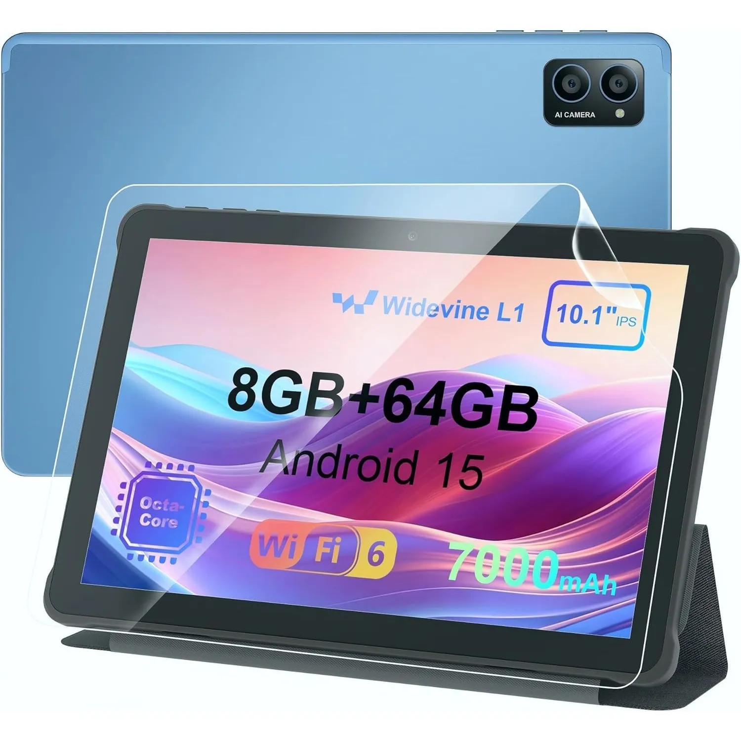 AWOW Tablet 10 Zoll Android 15: 2026 Neueste 7000mAh Octa-Core 8GB RAM+64GB 1TB TF Tablet PC mit WiFi 6 2.4G/5G Bluetoo…