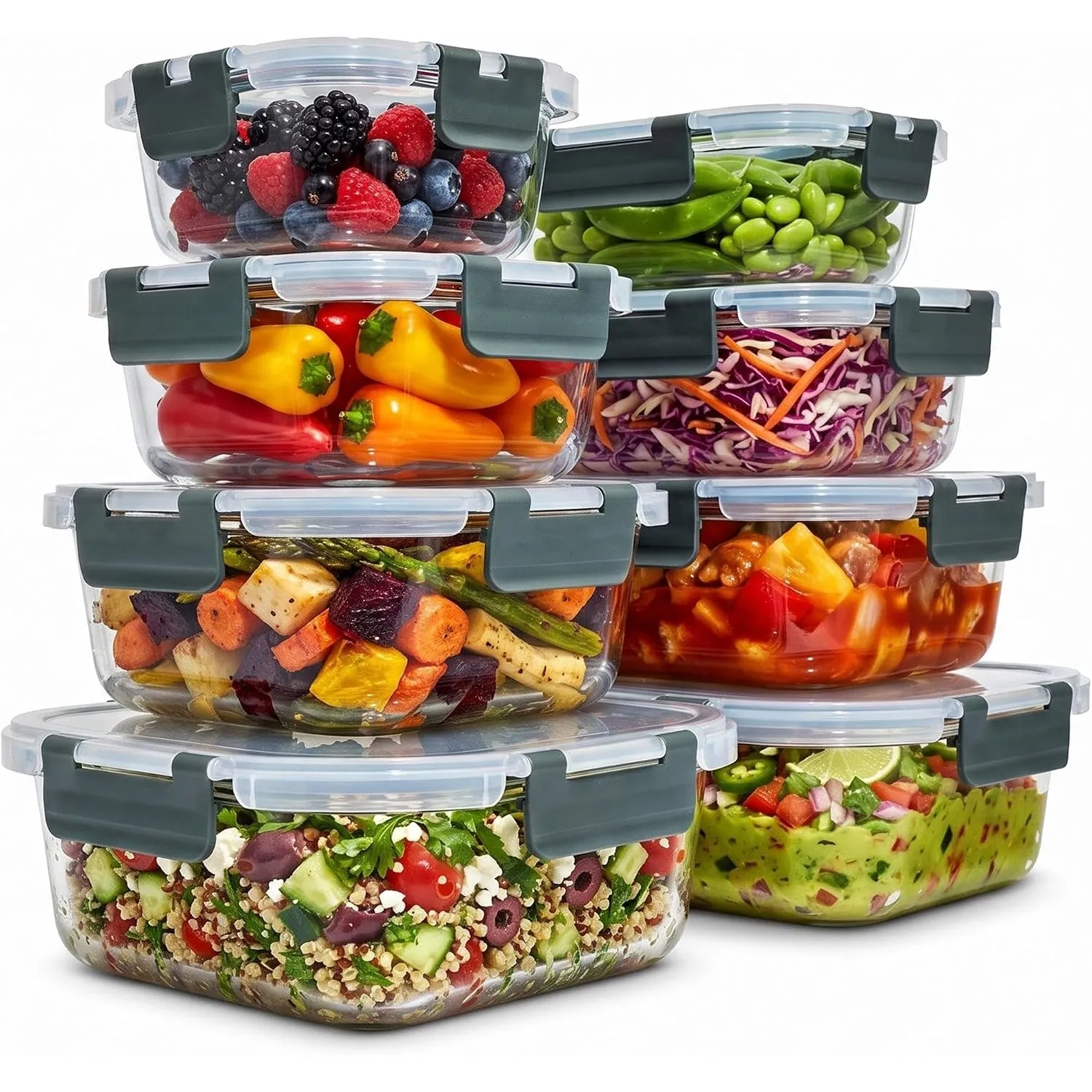 uandu Glasbehälter mit Deckel 16-teilig – Meal Prep Boxen Glas