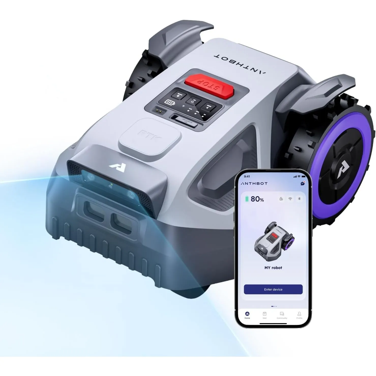 ANTHBOT M5 Mähroboter ohne Begrenzungskabel, ohne RTK, KI Vision, 500 m²