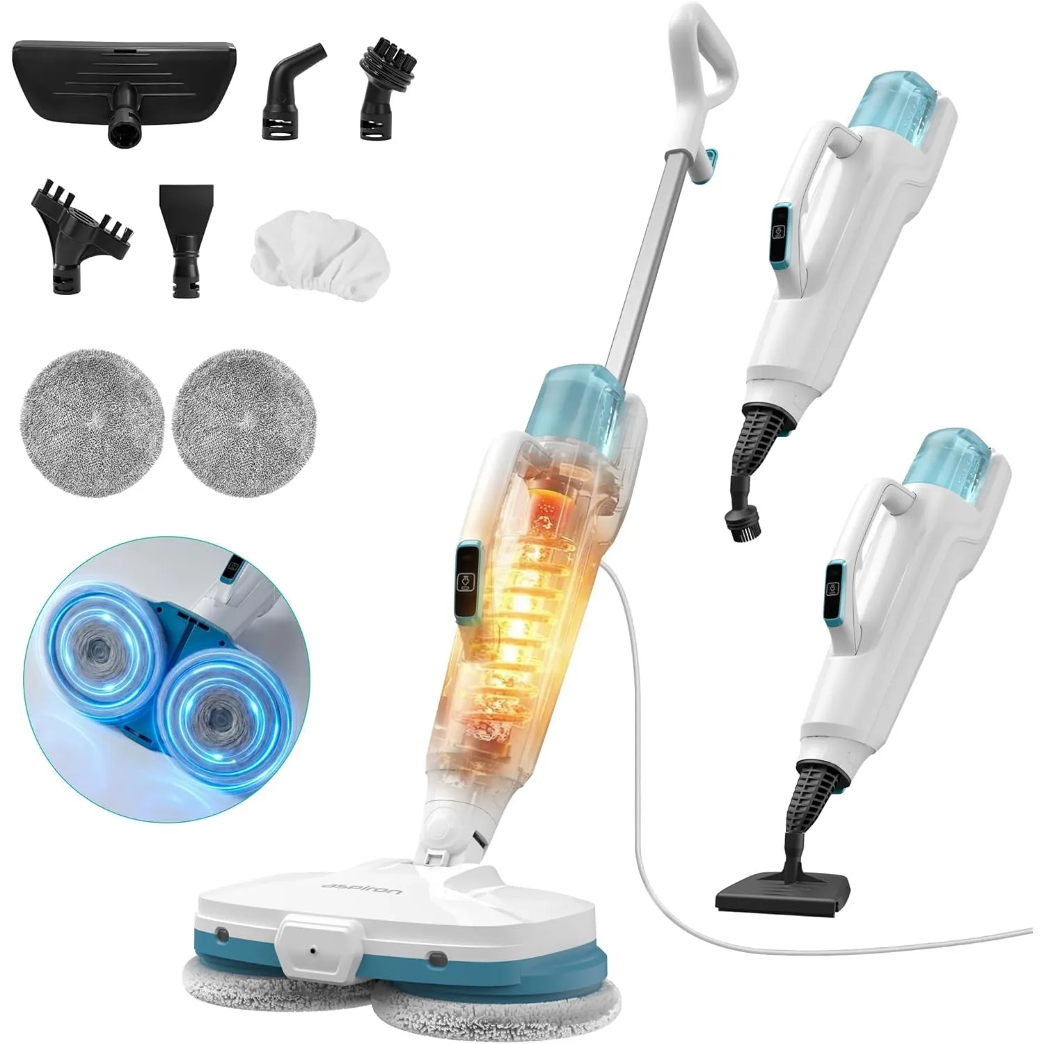 Dampfreiniger 10-in-1 mit Handgerät, 15s Schnellaufheizung, 2 Dampfstufen & Sprayfunktion, 500 ml Tank, Steam Mop für F…
