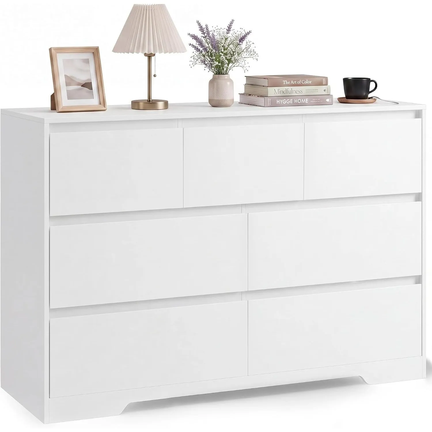 Xbro Kommode Weiß mit 7 Schubladen, 120x35x75 cm Sideboard Modern