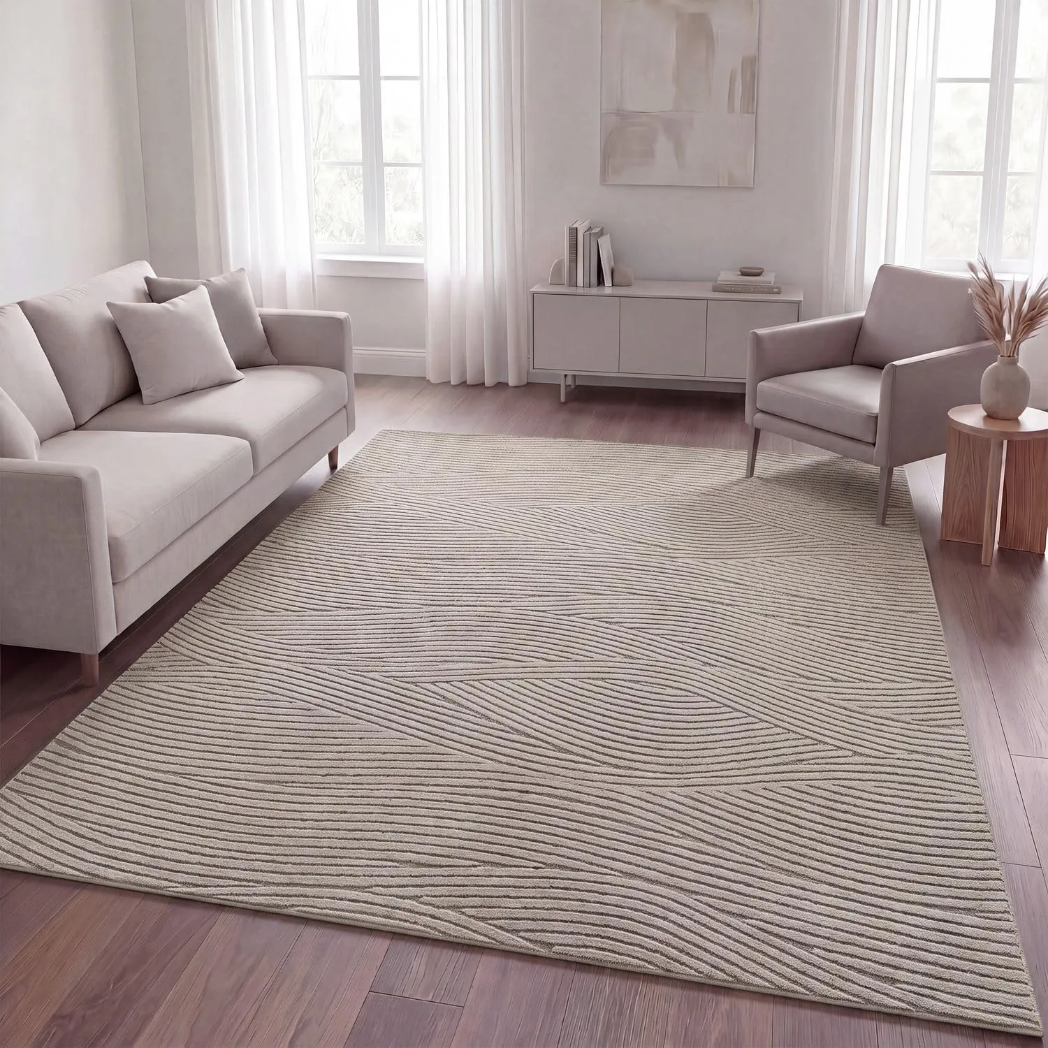 TT Home Wohnzimmer Teppich Schlafzimmer Hochflor Skandinavisches Design Unifarben Geometrisch Boho Style Modern Waschba…