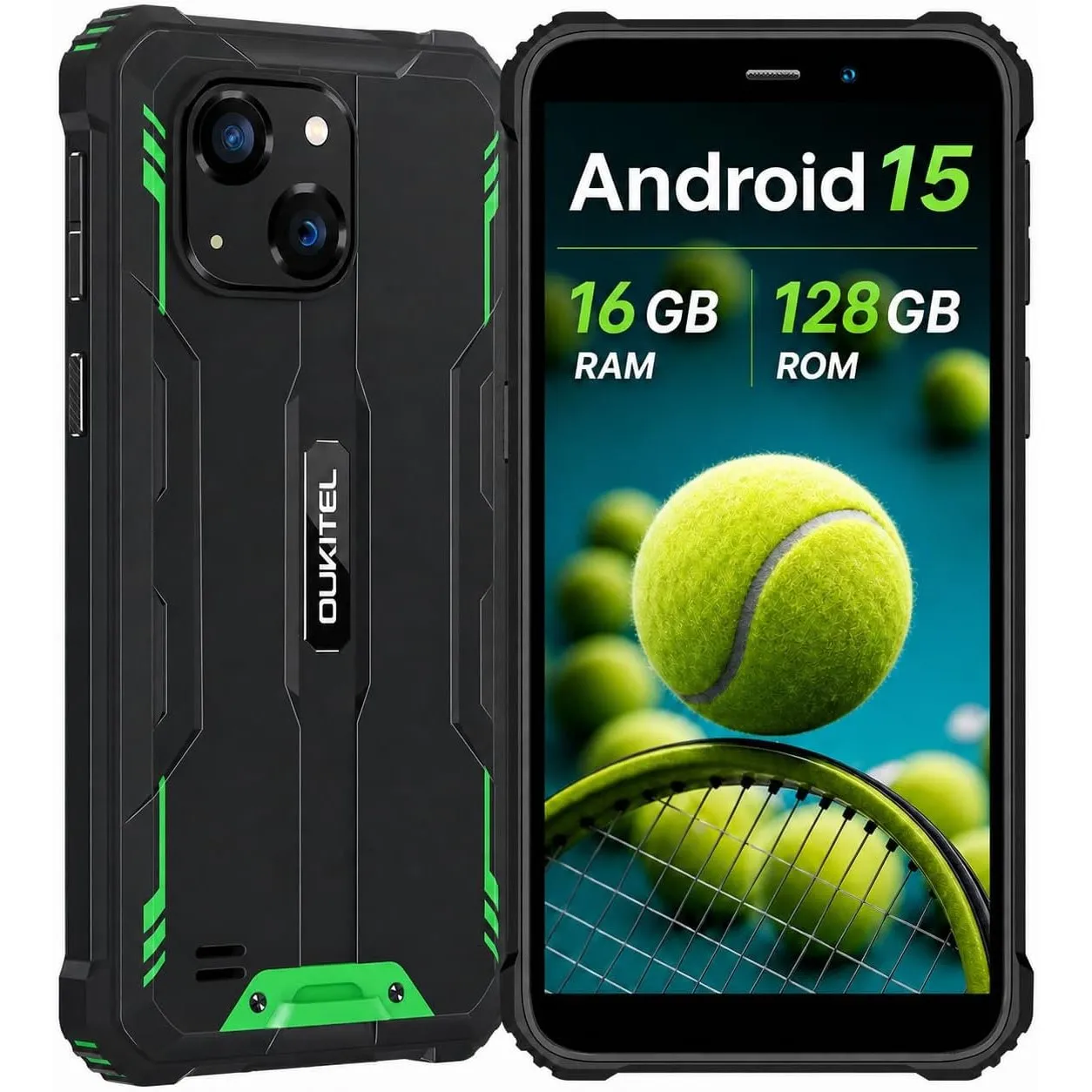 OUKITEL WP32 Outdoor Smartphone ohne Vertrag, Android 15 Outdoor Handy, 16GB RAM + 128GB Speicher, 6300mAh Akku, 6,0 Zo…