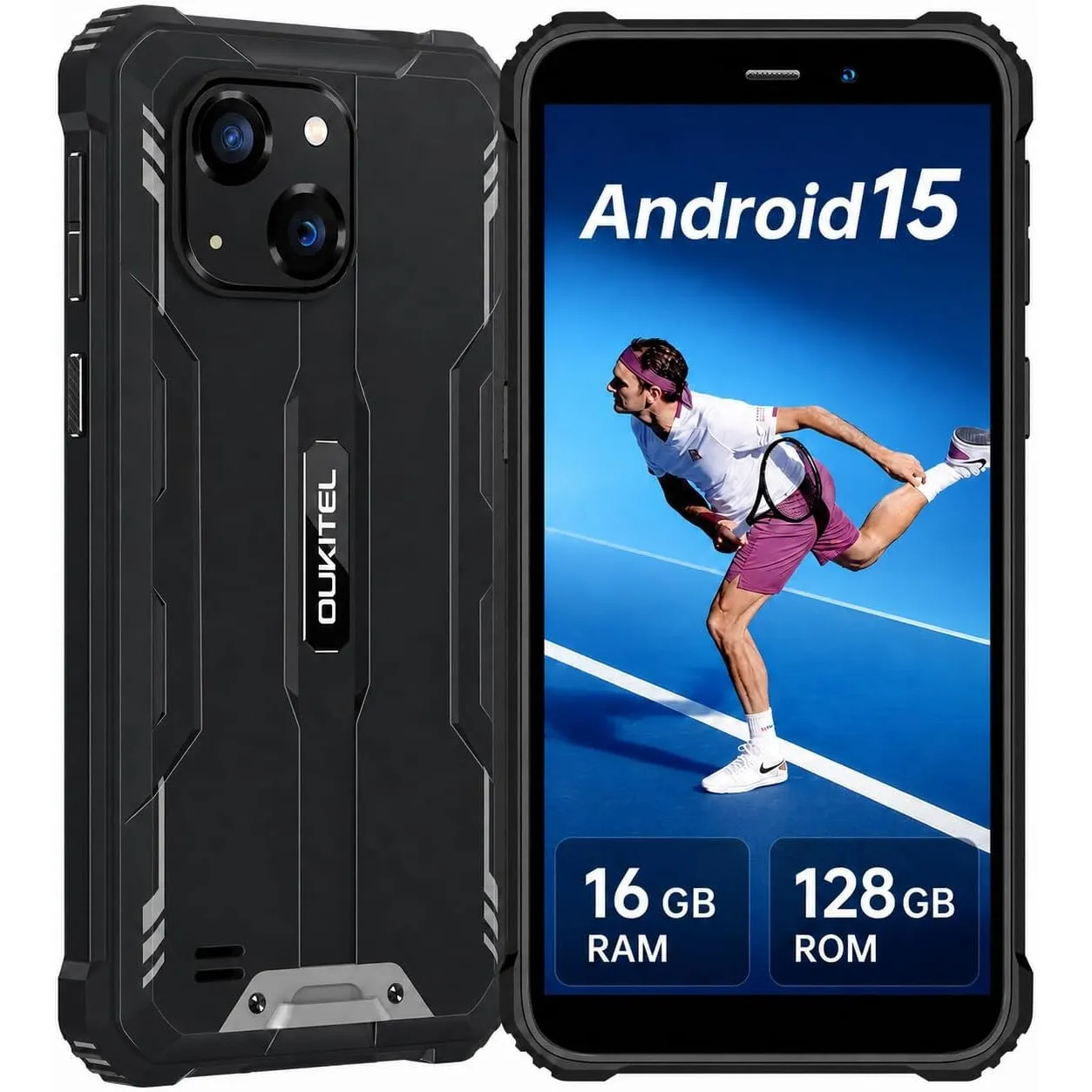 OUKITEL WP32 Outdoor Handy ohne Vertrag, Android 15 Outdoor Smartphone, 16GB RAM + 128GB Speicher, 6300mAh Akku, 6,0 Zo…