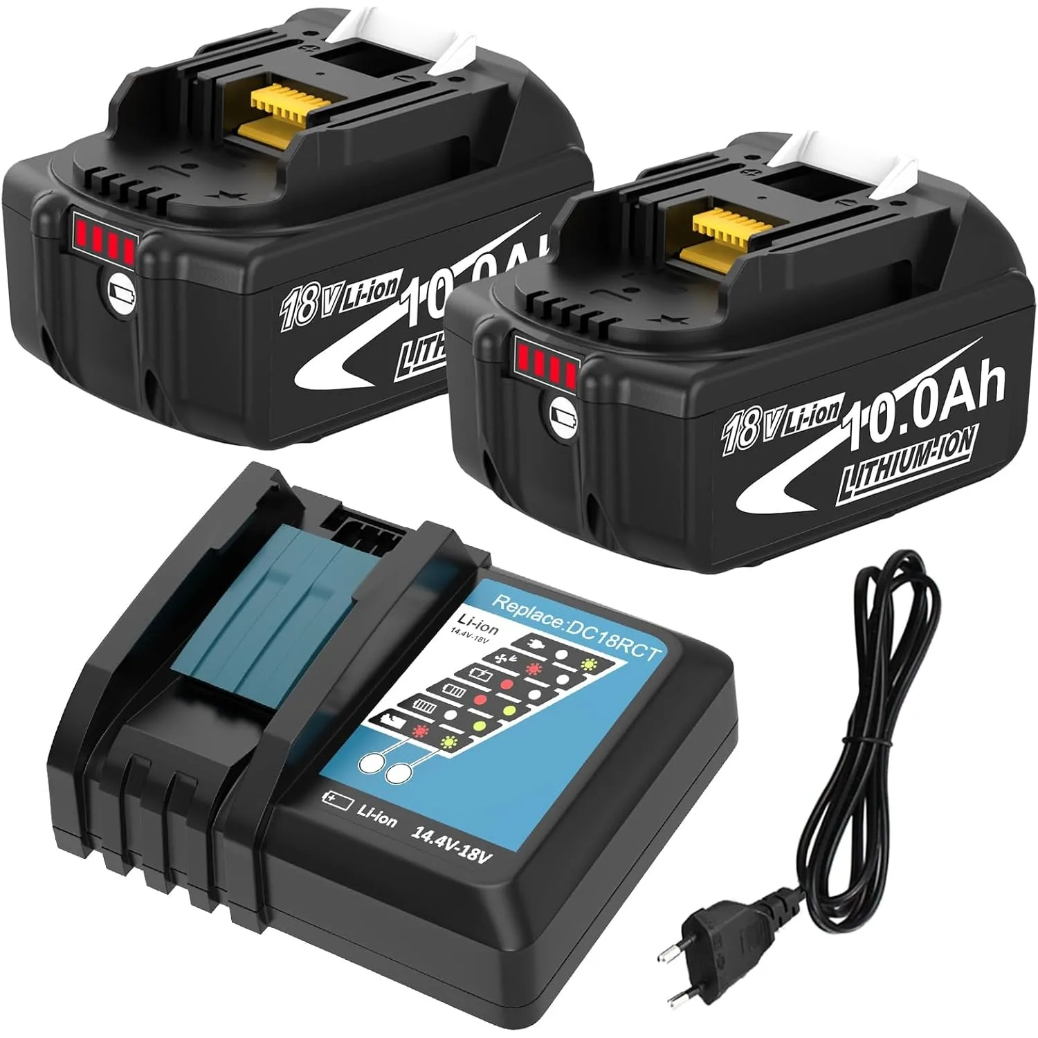 2 Stück 10.0Ah Ersatz für Makita Akku 18V 10Ah + Ladegerät DC18RC