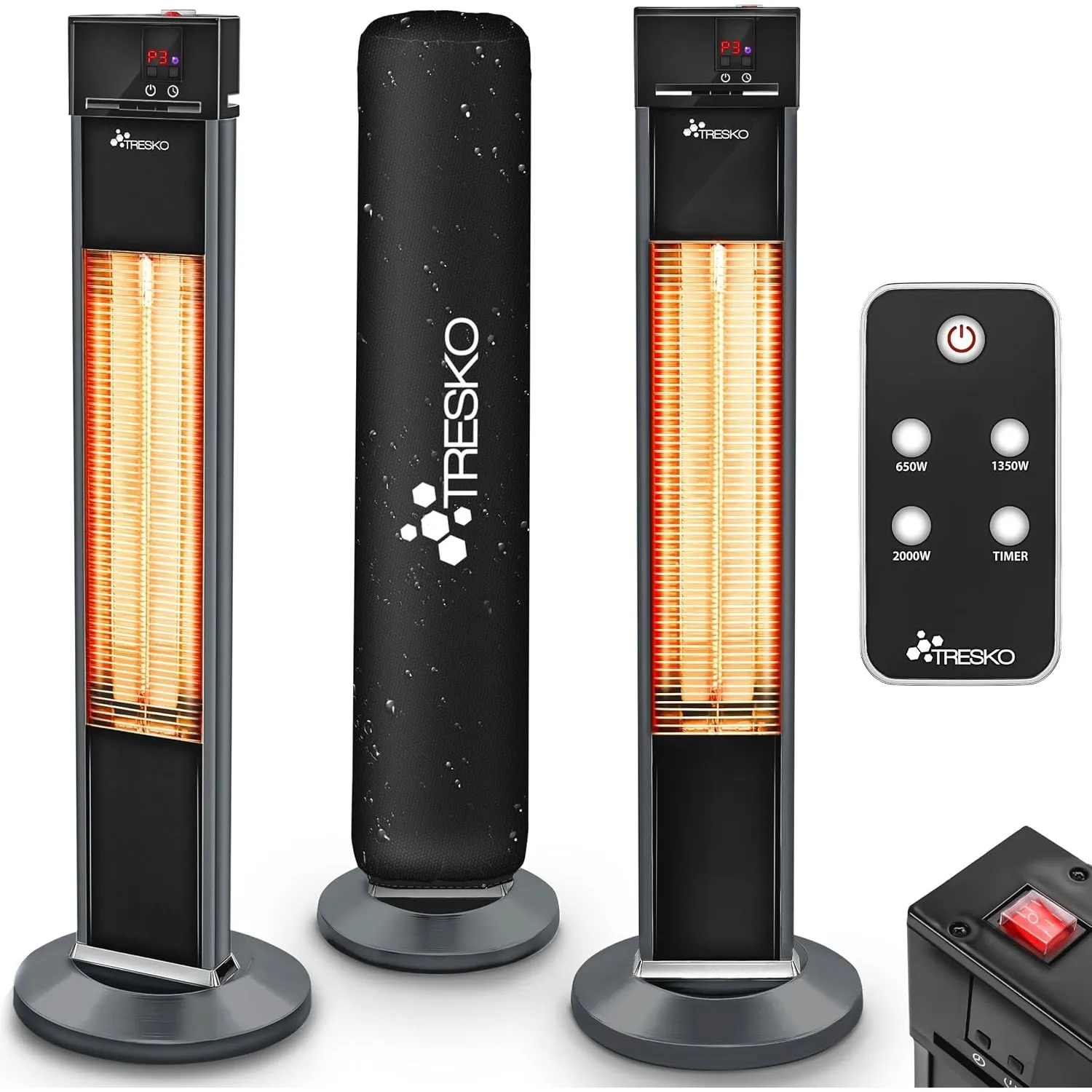 TRESKO® Infrarot Heizstrahler 2000W mit Fernbedienung für Innen & Außen
