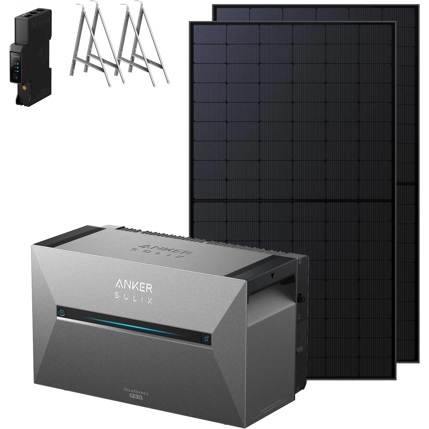 Anker SOLIX 3 Pro Solarbank + 2× 500W Solarmodule + Balkonhalterungen