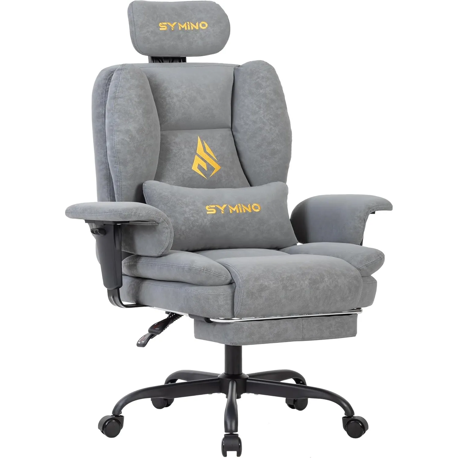Symino Gaming Stuhl Sofa-ähnliches Vintage-PU-Leder Ergonomisch, Grau